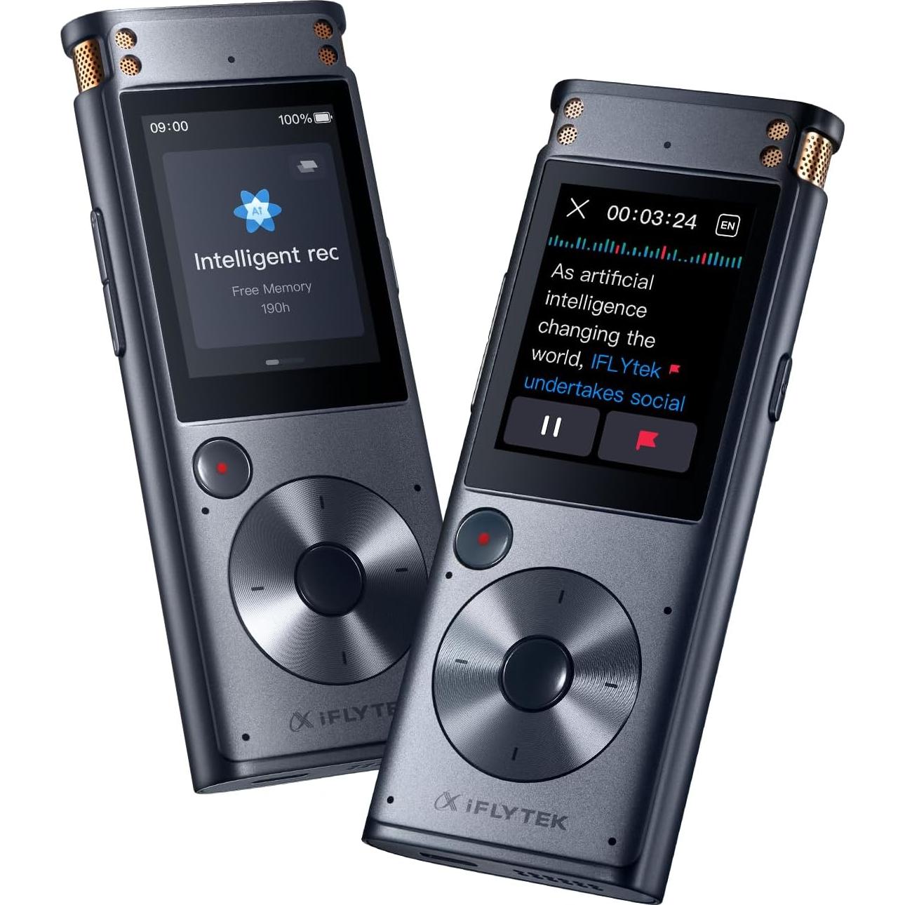 Grabadora de Voz Digital iFLYTEK con Pantalla Táctil 2" y Transcripción