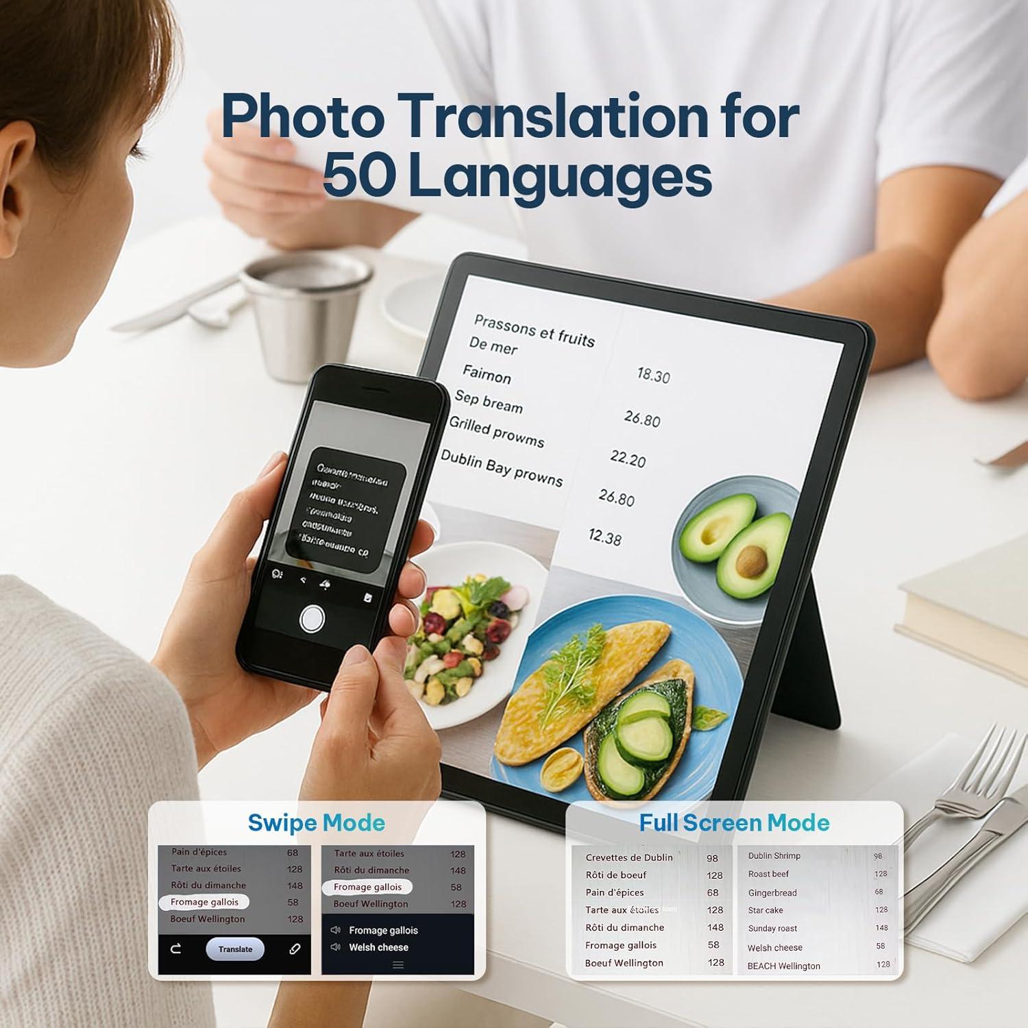 Language Translator Device Bidirection Simultaneous Translation, 60 Languages and 18 Offline Packs,Support Translator Device No WiFi Needed,2-Year Global Data,for Business