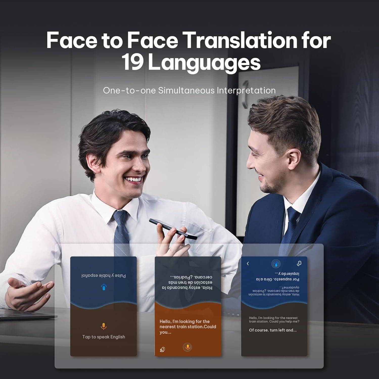 Language Translator Device Bidirection Simultaneous Translation, 60 Languages and 18 Offline Packs,Support Translator Device No WiFi Needed,2-Year Global Data,for Business