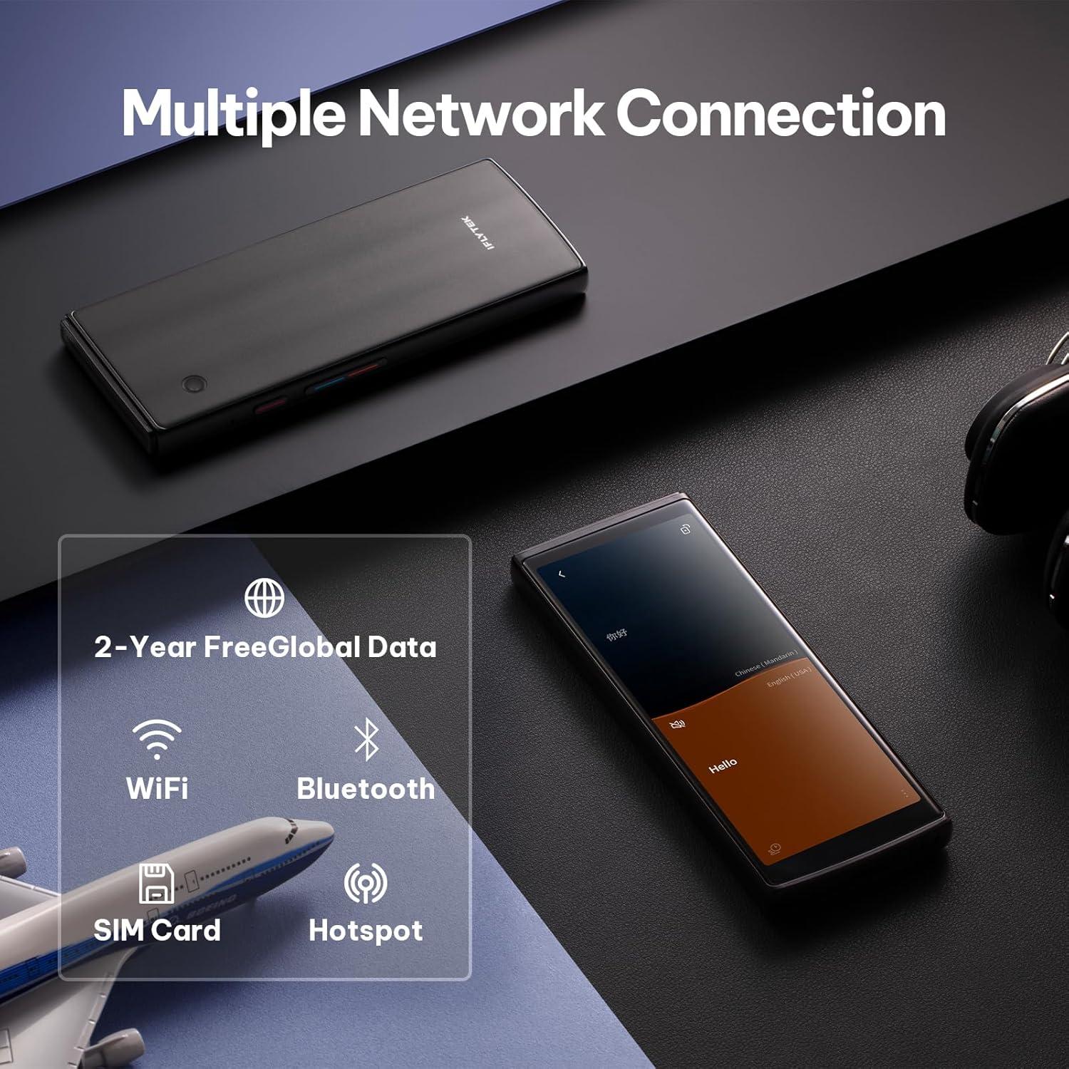 Language Translator Device Bidirection Simultaneous Translation, 60 Languages and 18 Offline Packs,Support Translator Device No WiFi Needed,2-Year Global Data,for Business