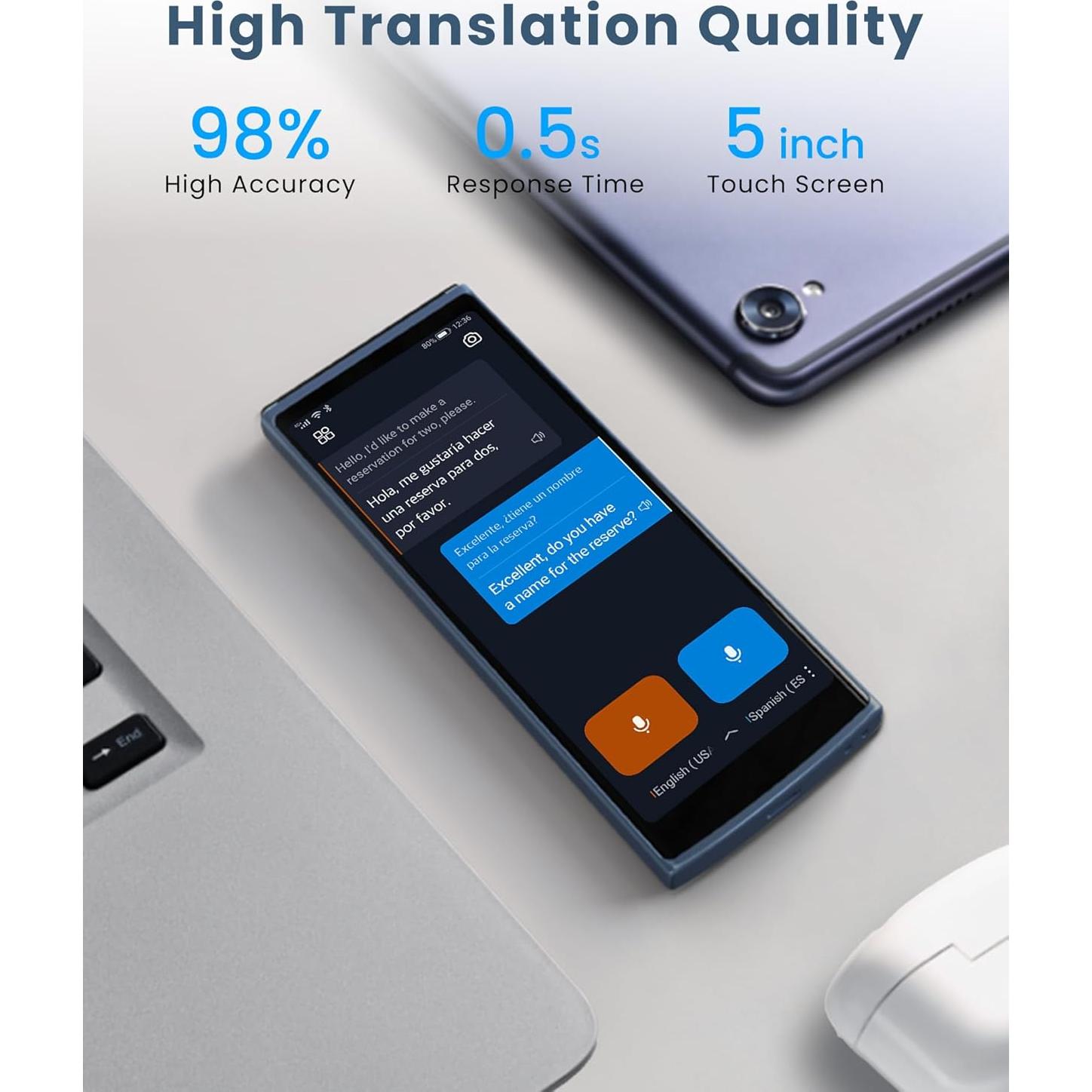 Traductor de Idiomas iFLYTEK Azul con Protector de Pantalla