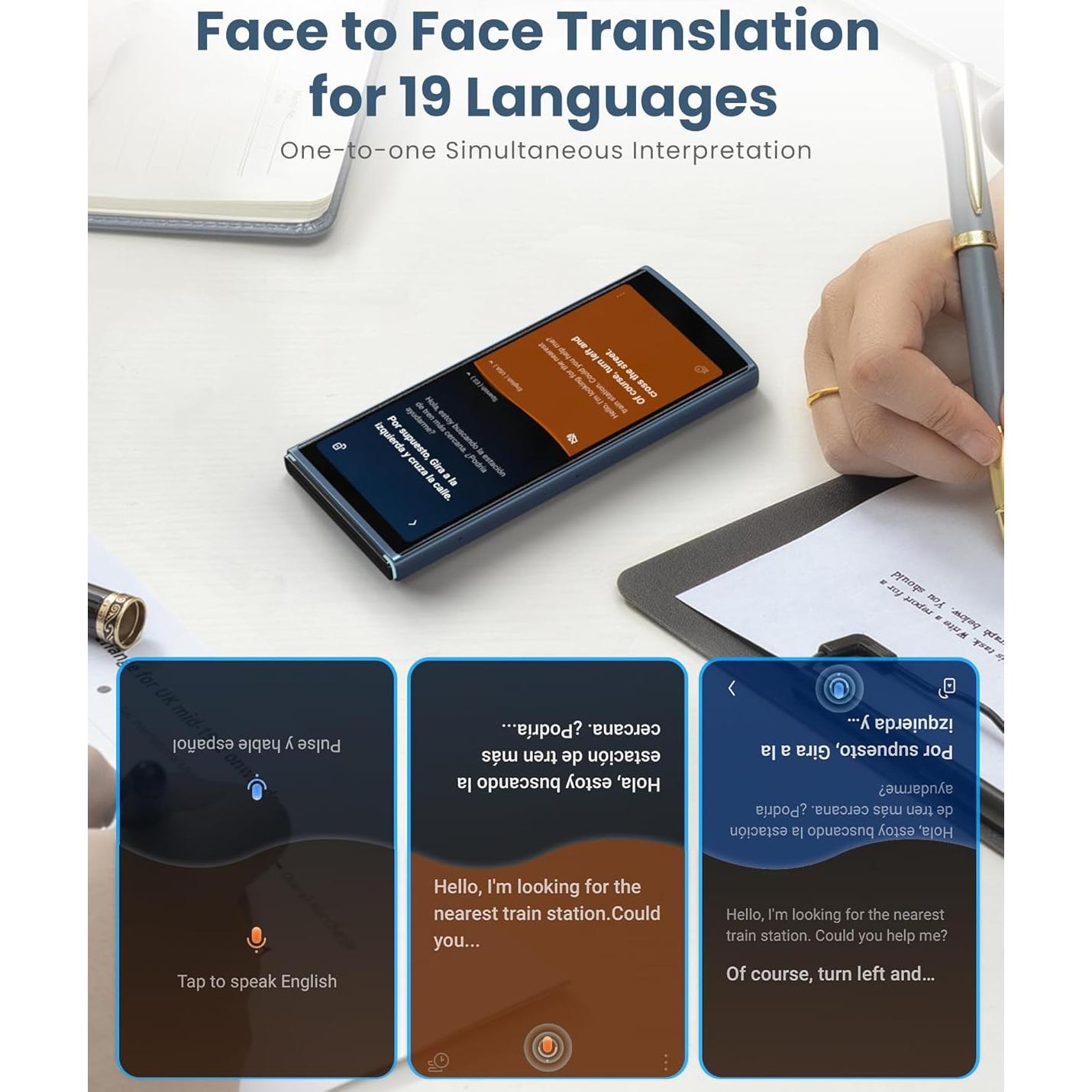 Traductor de Idiomas iFLYTEK Azul con Protector de Pantalla
