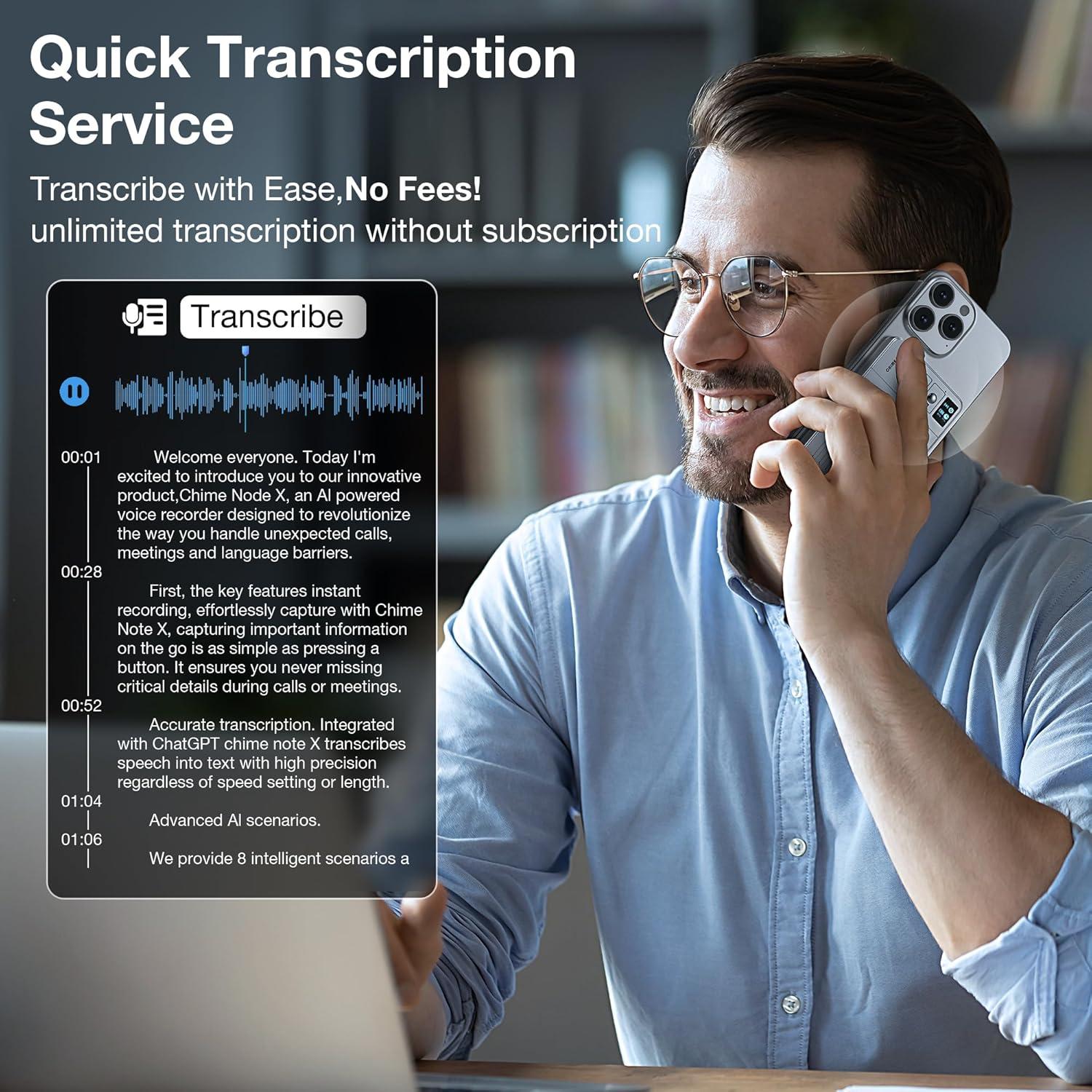 AI Voice Recorder Call Chatgpt, Digital Voice Recorder Support Free Audio Transcription and Text Summary,APP and Web Sync,107 Languages, 60H Recording, Applicable to Lecture, Meeting, Interview, etc