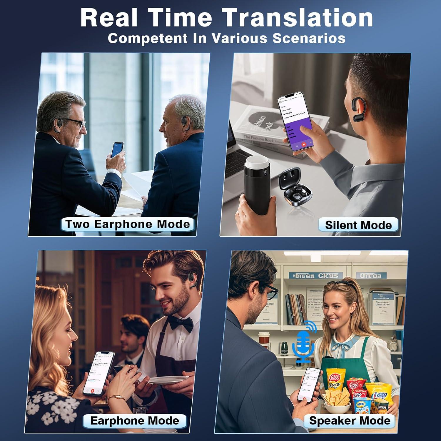 Auriculares Traductores AI MD50 Bluetooth Negro 144 Idiomas