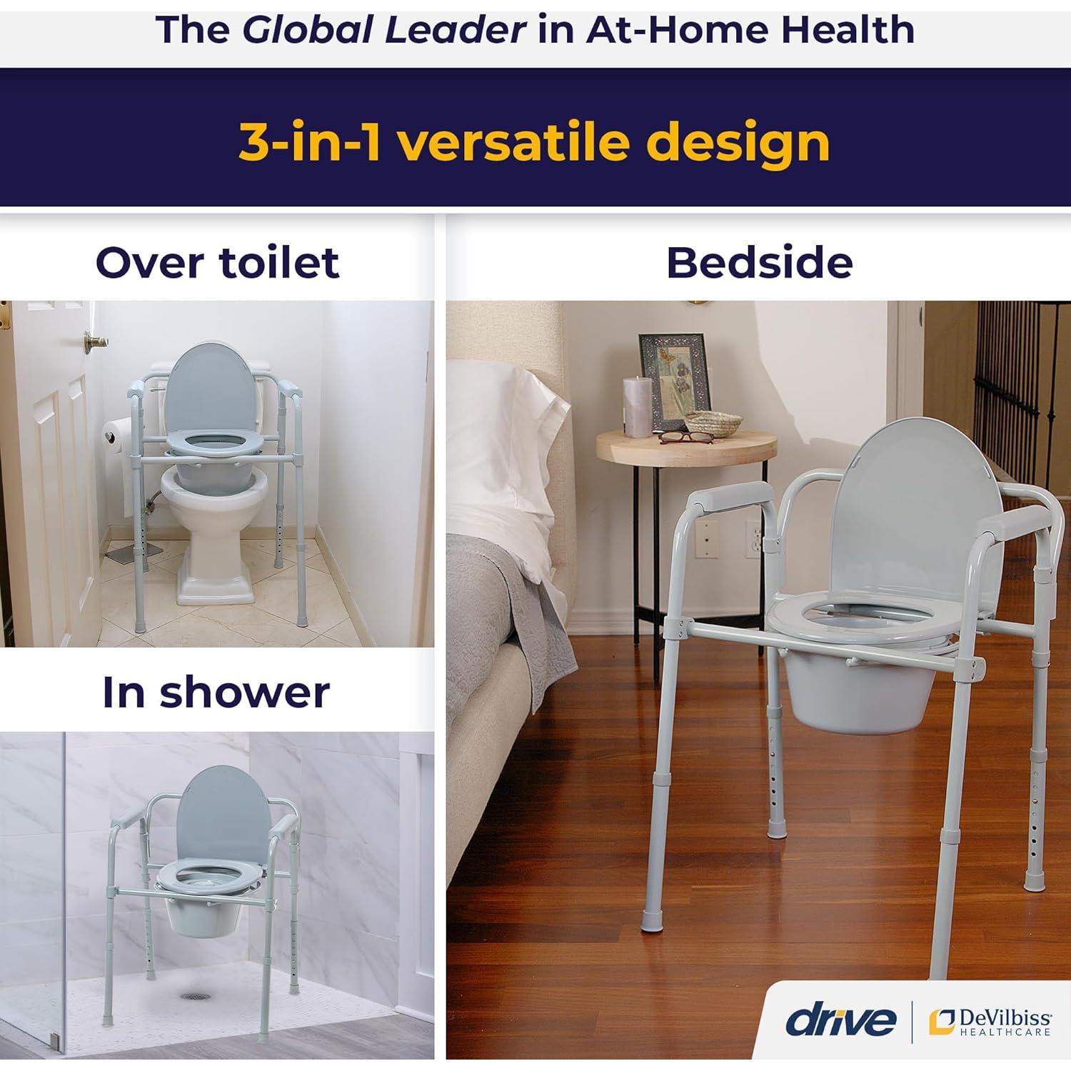 Silla de Inodoro Plegable Drive Medical 11148-1 Gris 350 lbs