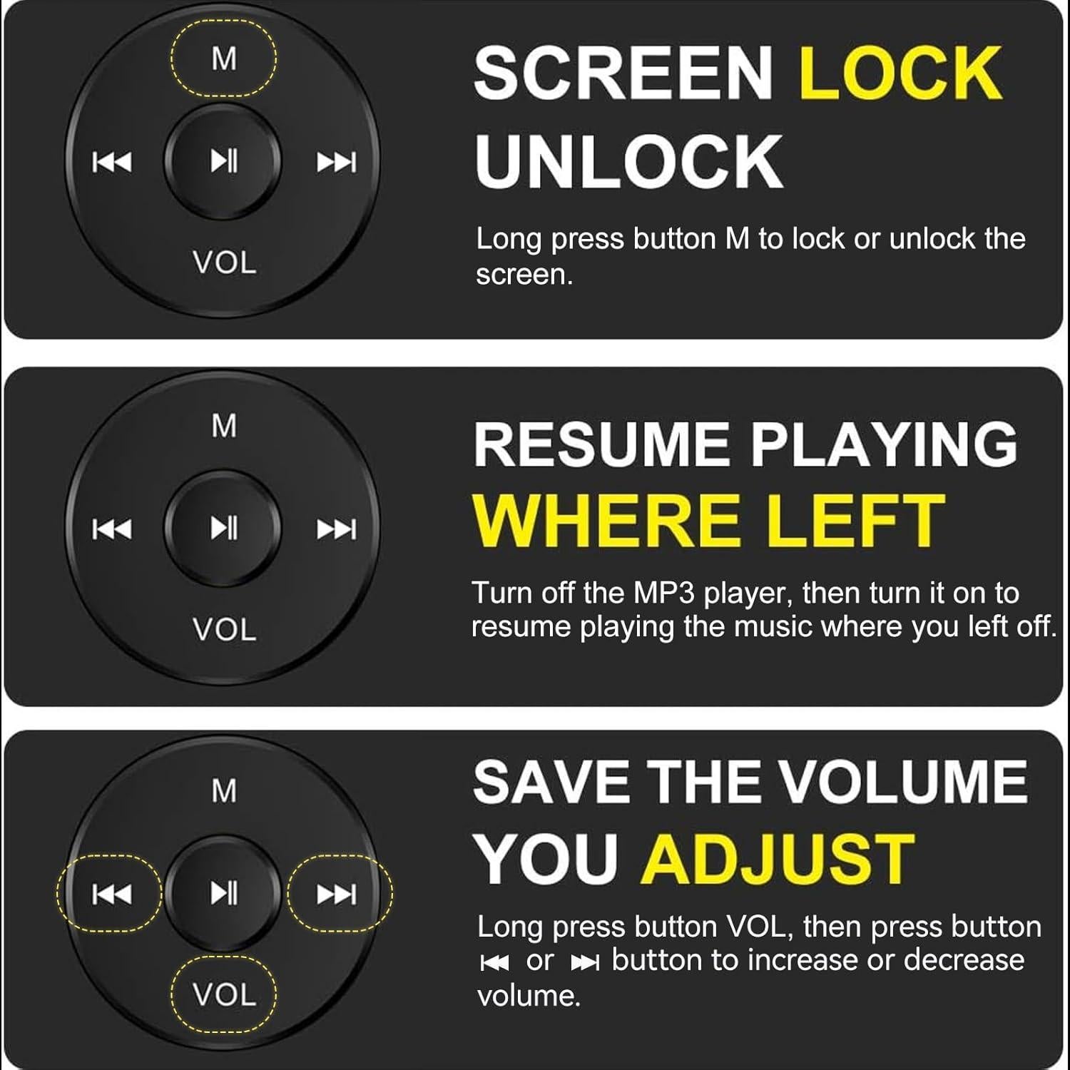 Reproductor MP3 RUIZU 16GB Bluetooth 5.3 Pantalla 1.8"