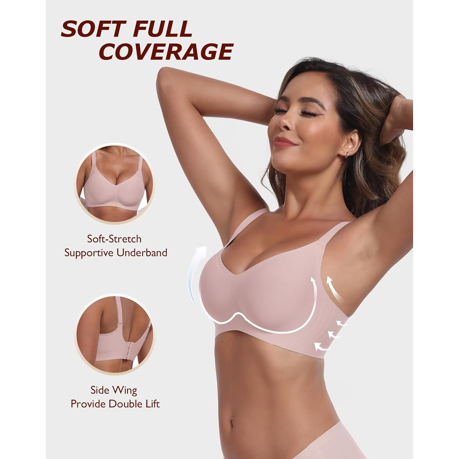 Sujetador Sin Costuras Inalámbrico para Mujeres Rosa 32DD