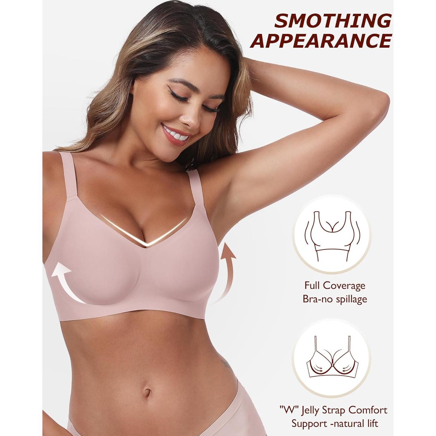 Sujetador Sin Costuras Inalámbrico para Mujeres Rosa 32DD