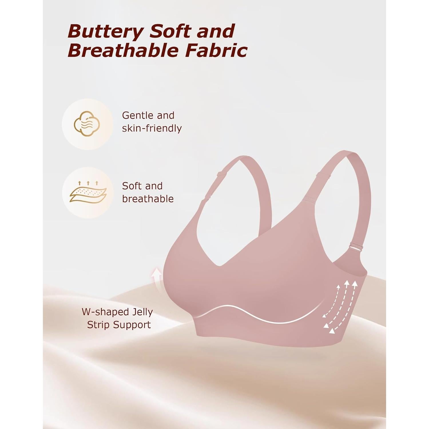 Sujetador Sin Costuras Inalámbrico para Mujeres Rosa 32DD