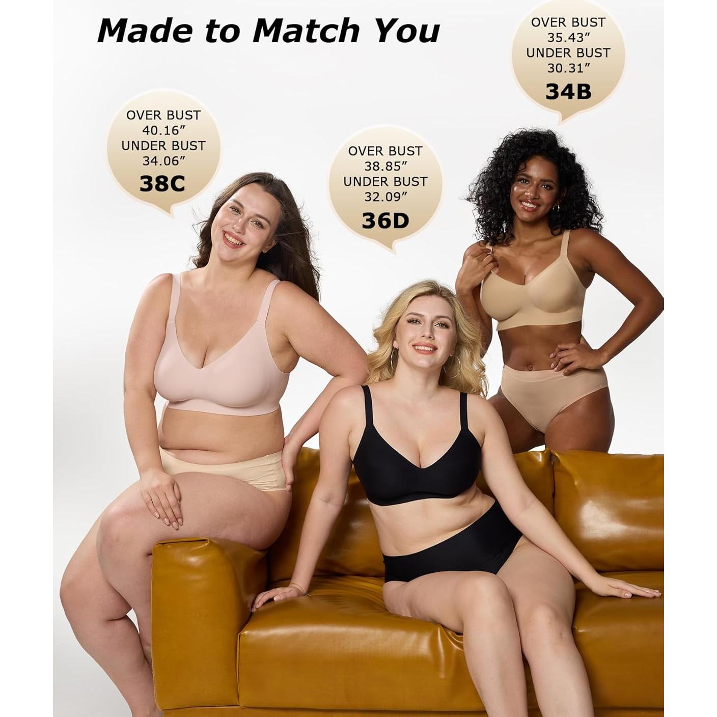 Sujetador Sin Costuras Inalámbrico para Mujeres Rosa 32DD