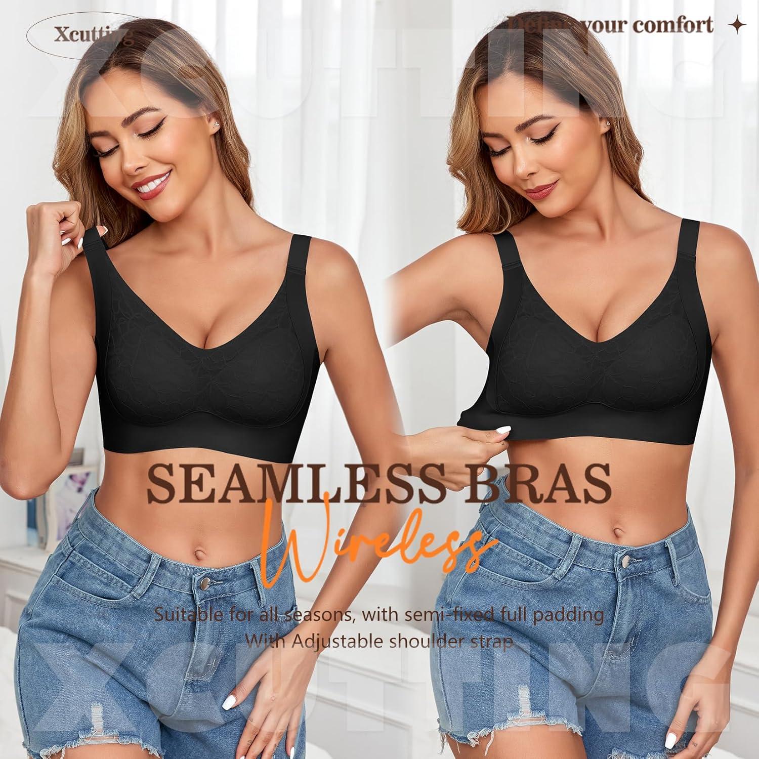 Sujetador Bralette Sin Aros Jacquard X Cross Pull Up Negro 4X
