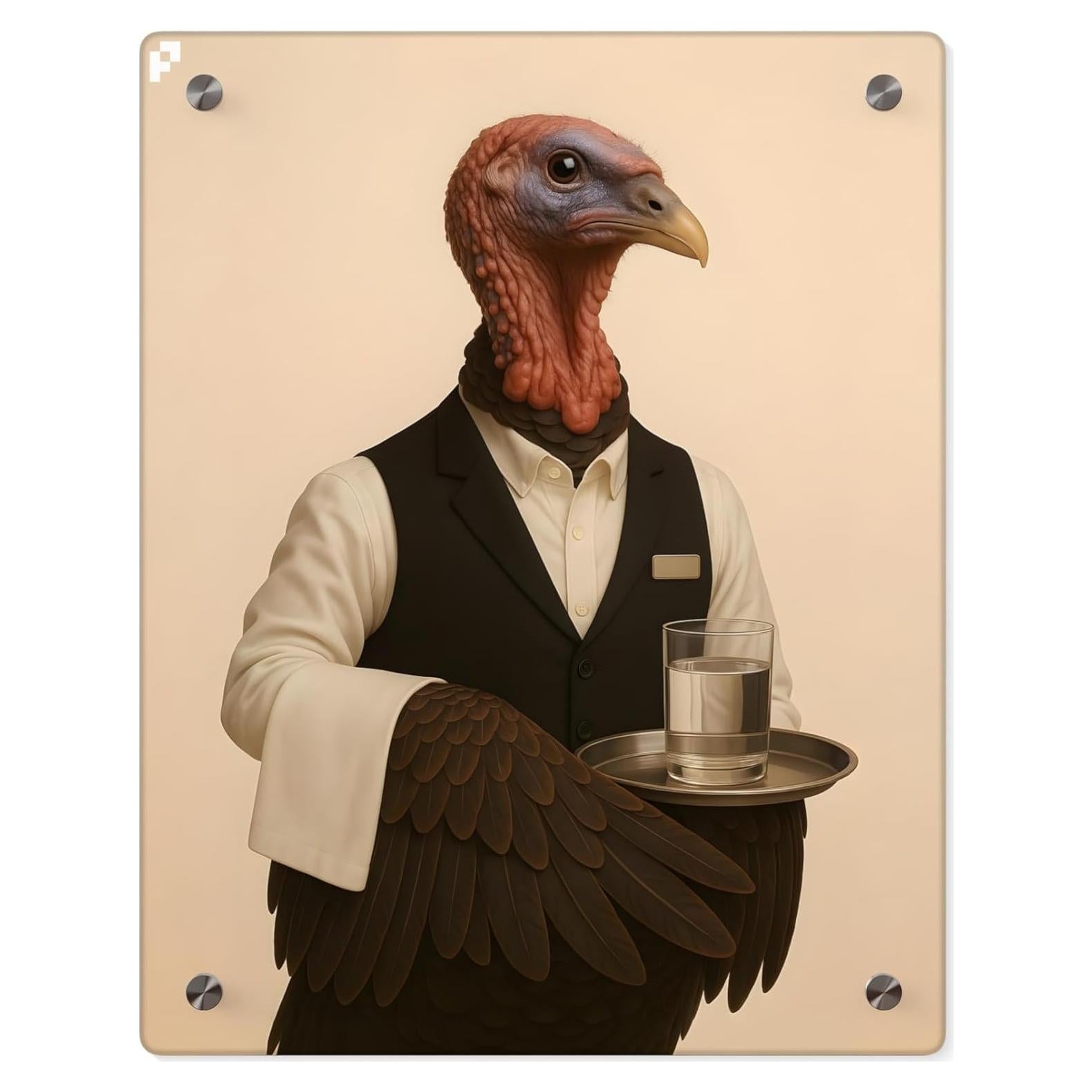 Arte de Pared Acrílico Pavo Camarero 28x36 cm Decoración Cocina