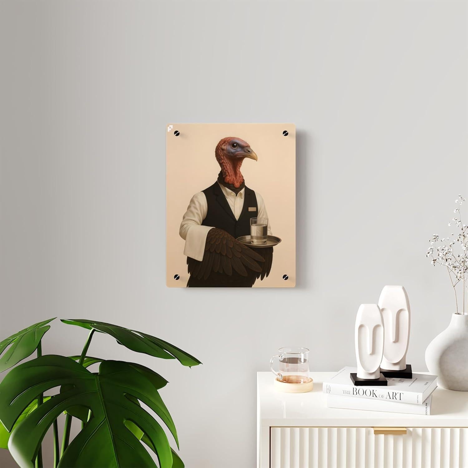 Arte de Pared Acrílico Pavo Camarero 28x36 cm Decoración Cocina