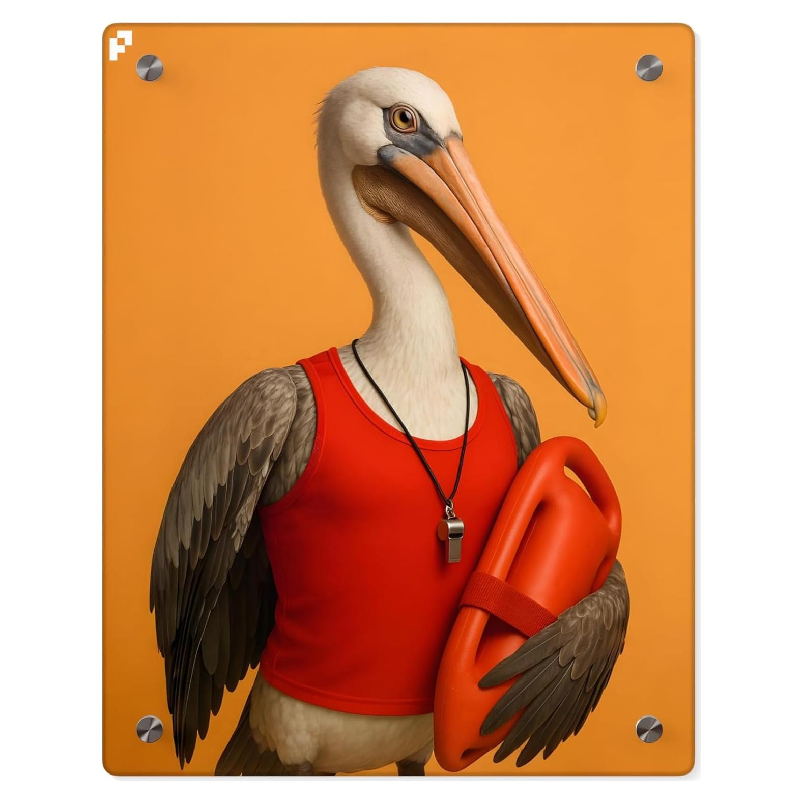 Arte de Pared Pelícano Salvavidas 27.9x35.6 cm Acrílico