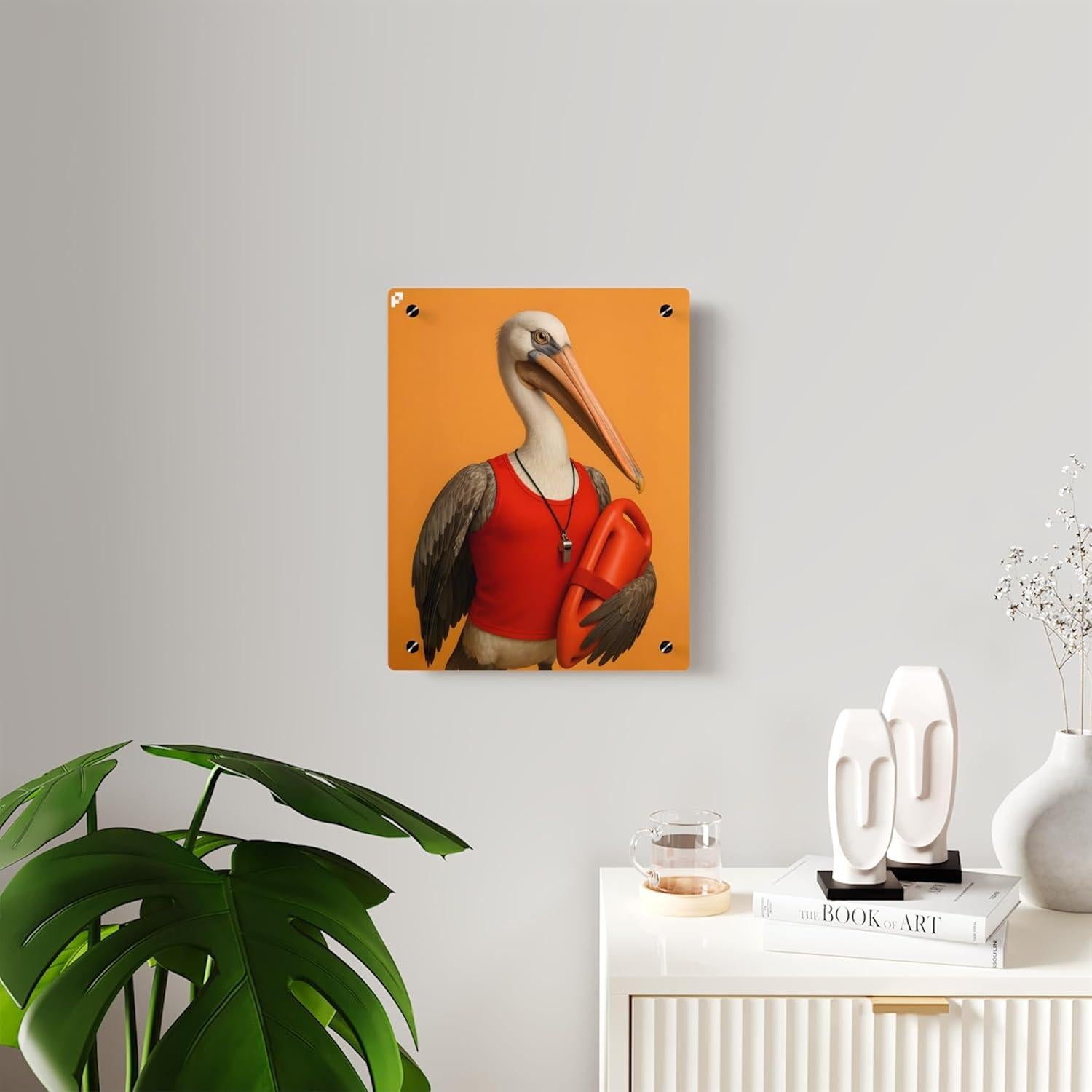 Arte de Pared Pelícano Salvavidas 27.9x35.6 cm Acrílico