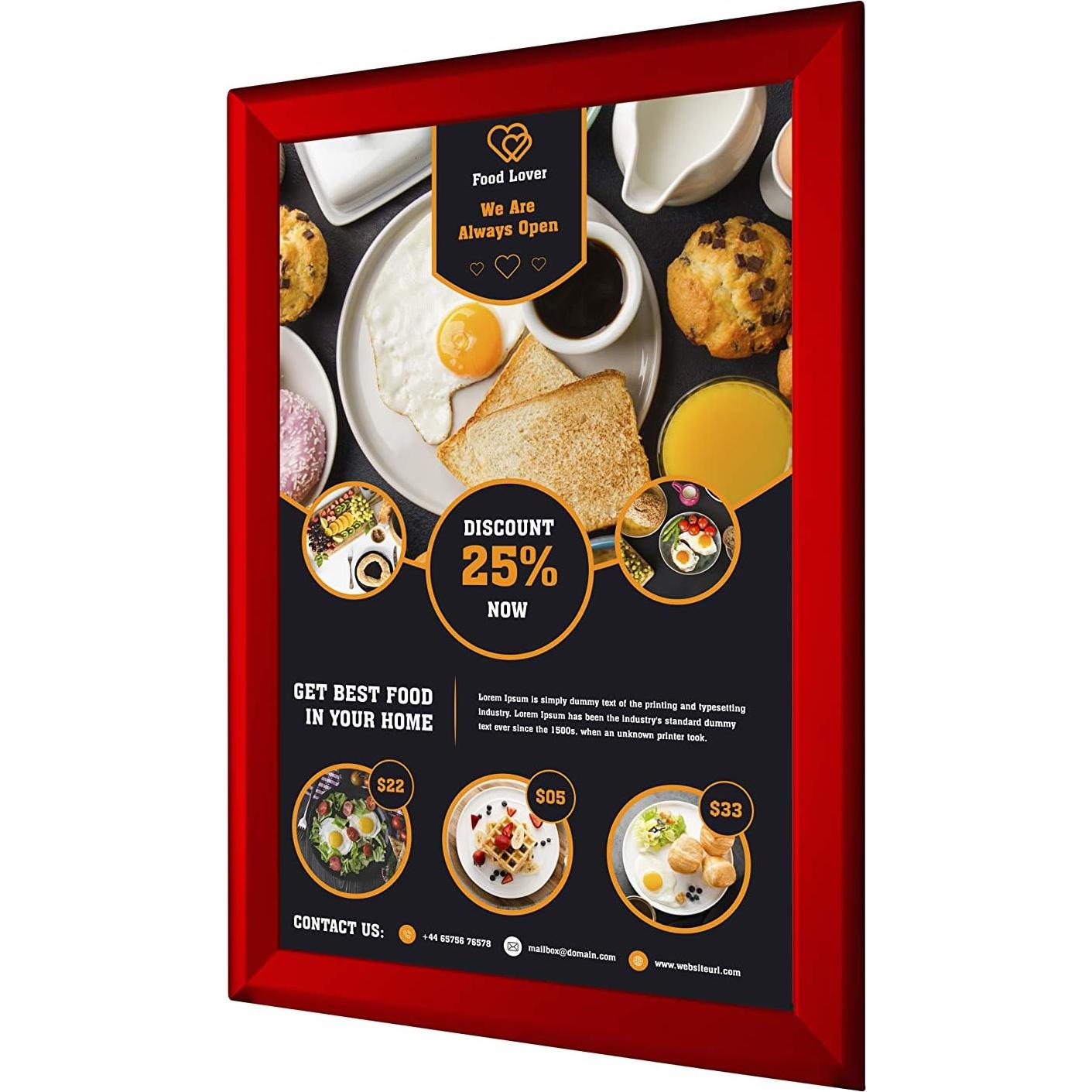 Marco de Cartel de Aluminio BNV Rojo 28x43 cm Montaje Pared