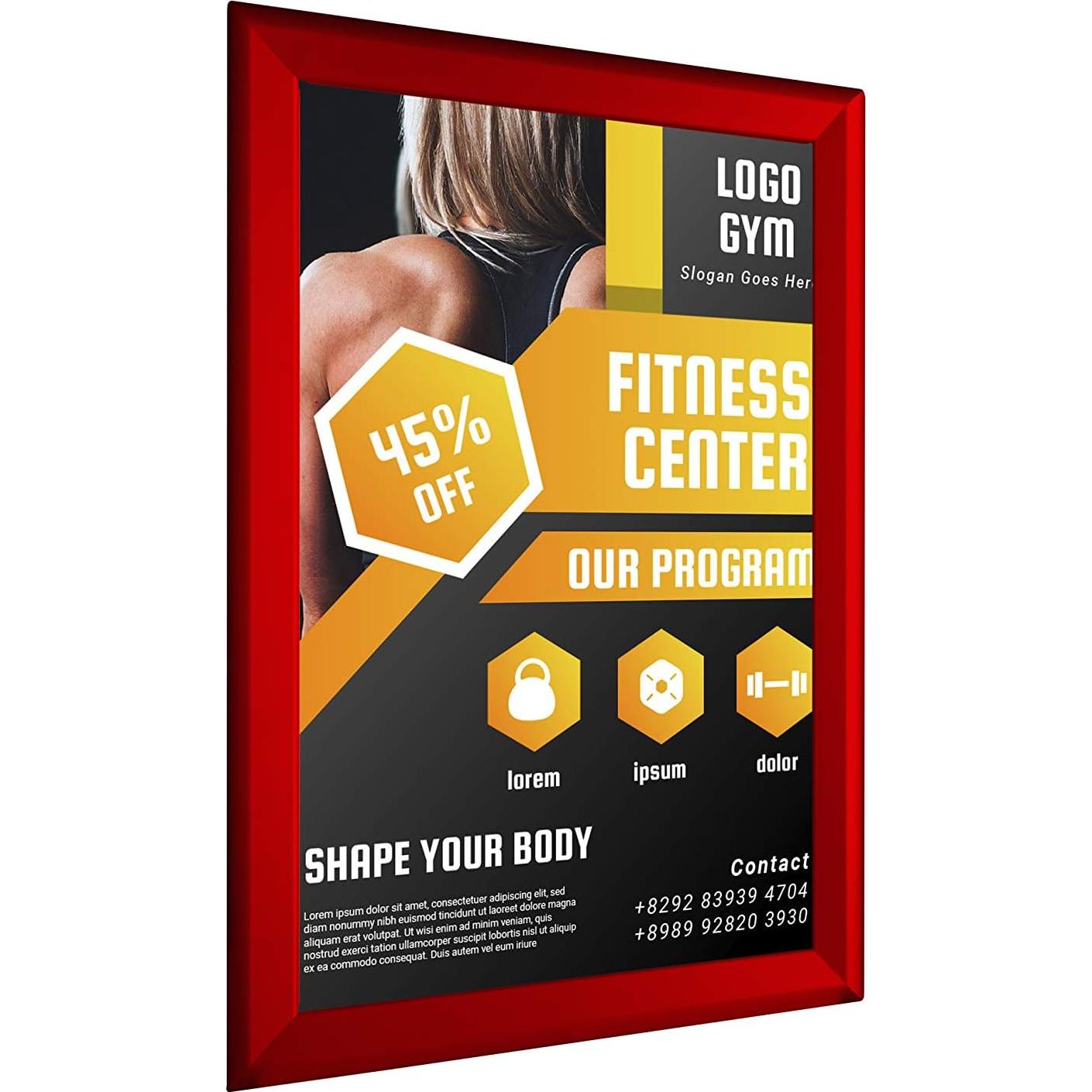 Marco de Cartel de Aluminio BNV Rojo 28x43 cm Montaje Pared