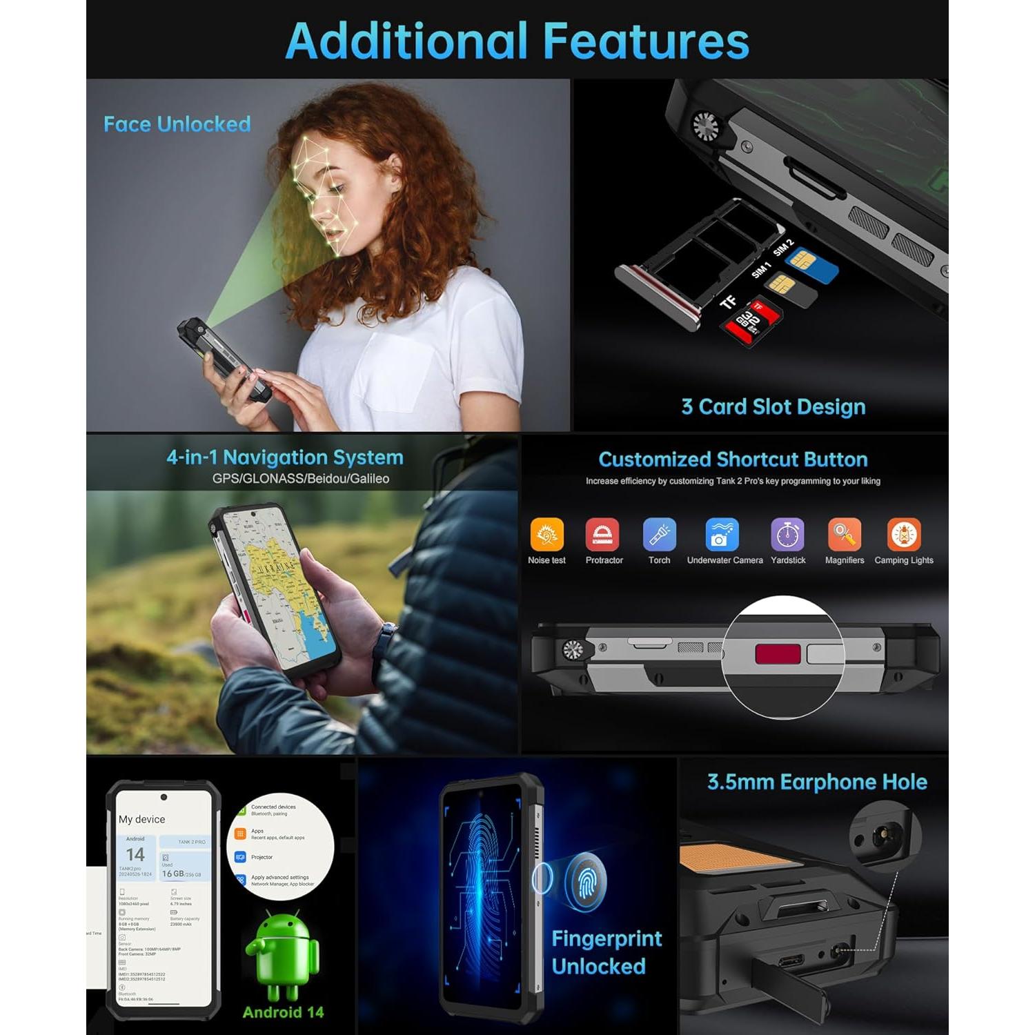 Teléfono Inteligente Resistente 8849 Tanque 2 Pro 24GB RAM 512GB