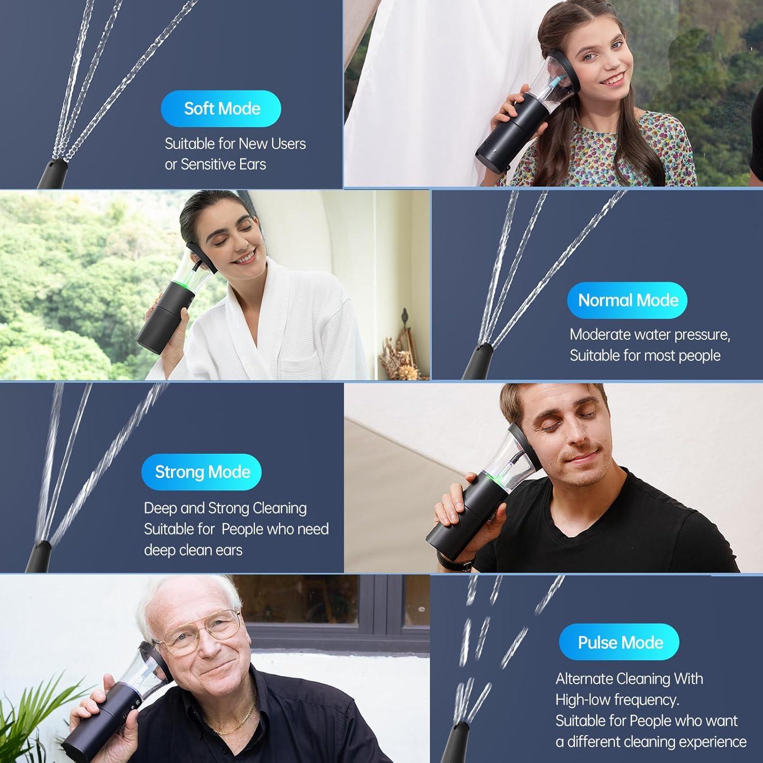 Kit de Limpieza de Oídos Eléctrico Morfone, 4 Modos, Resistente al Agua