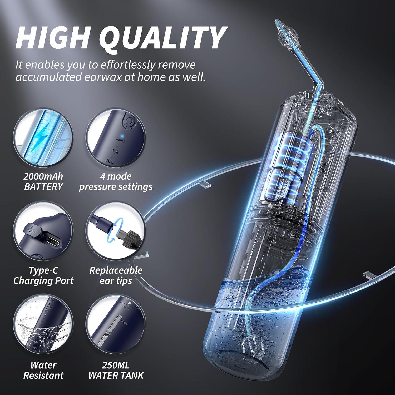 Limpiador de Oídos Eléctrico Lebbtl W60, 4 Modos, Impermeable