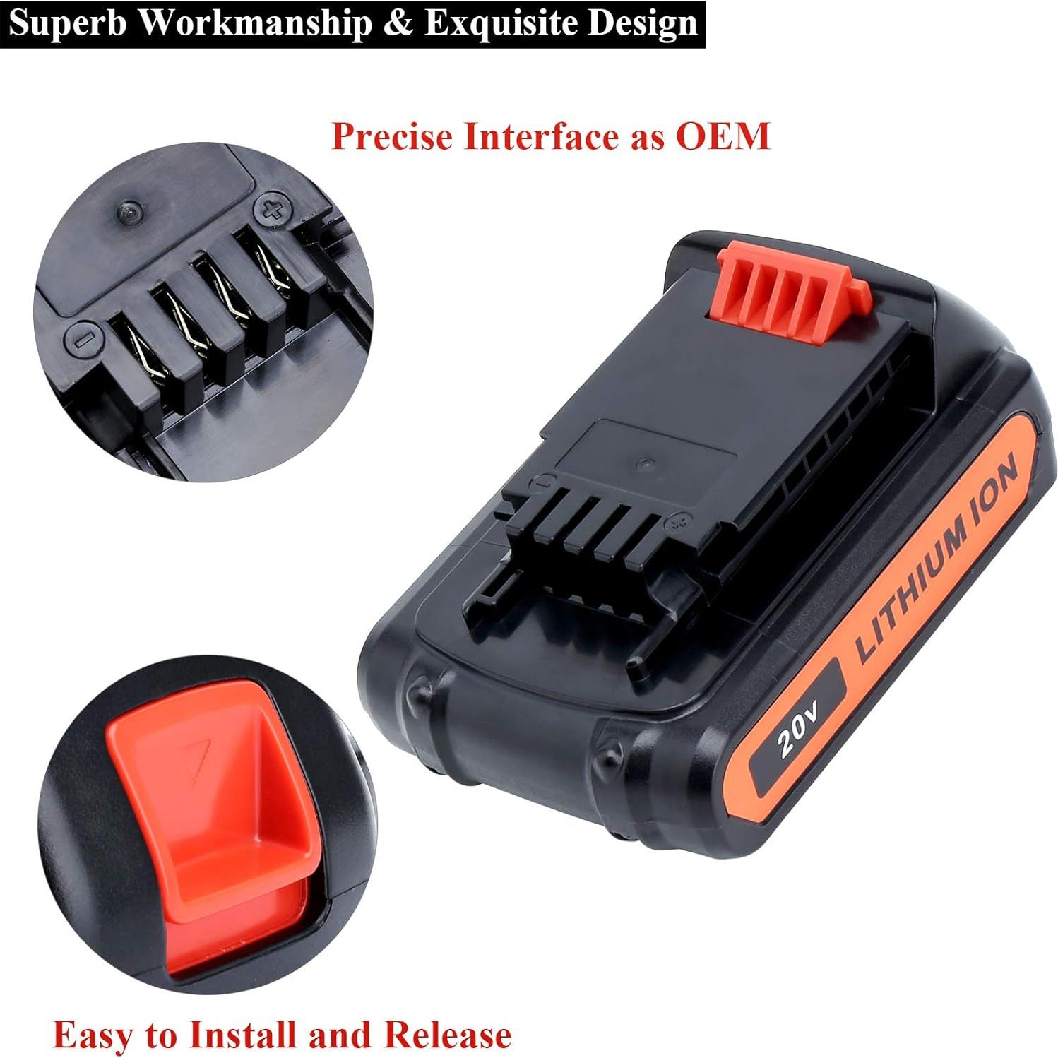 Batería 2Pack 4.0Ah 20V MAX LBXR20 Compatible Black & Decker