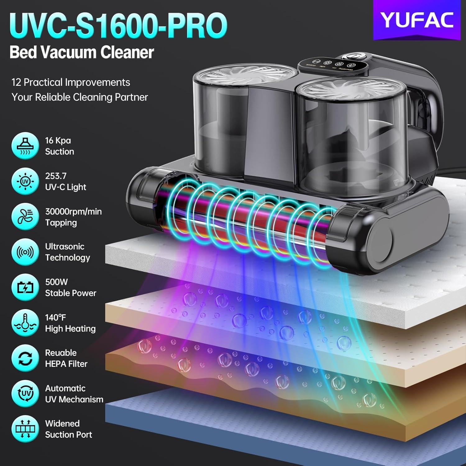 Limpiador de colchones YUFAC UVC-S1600-Pro 500W con luz UV-C