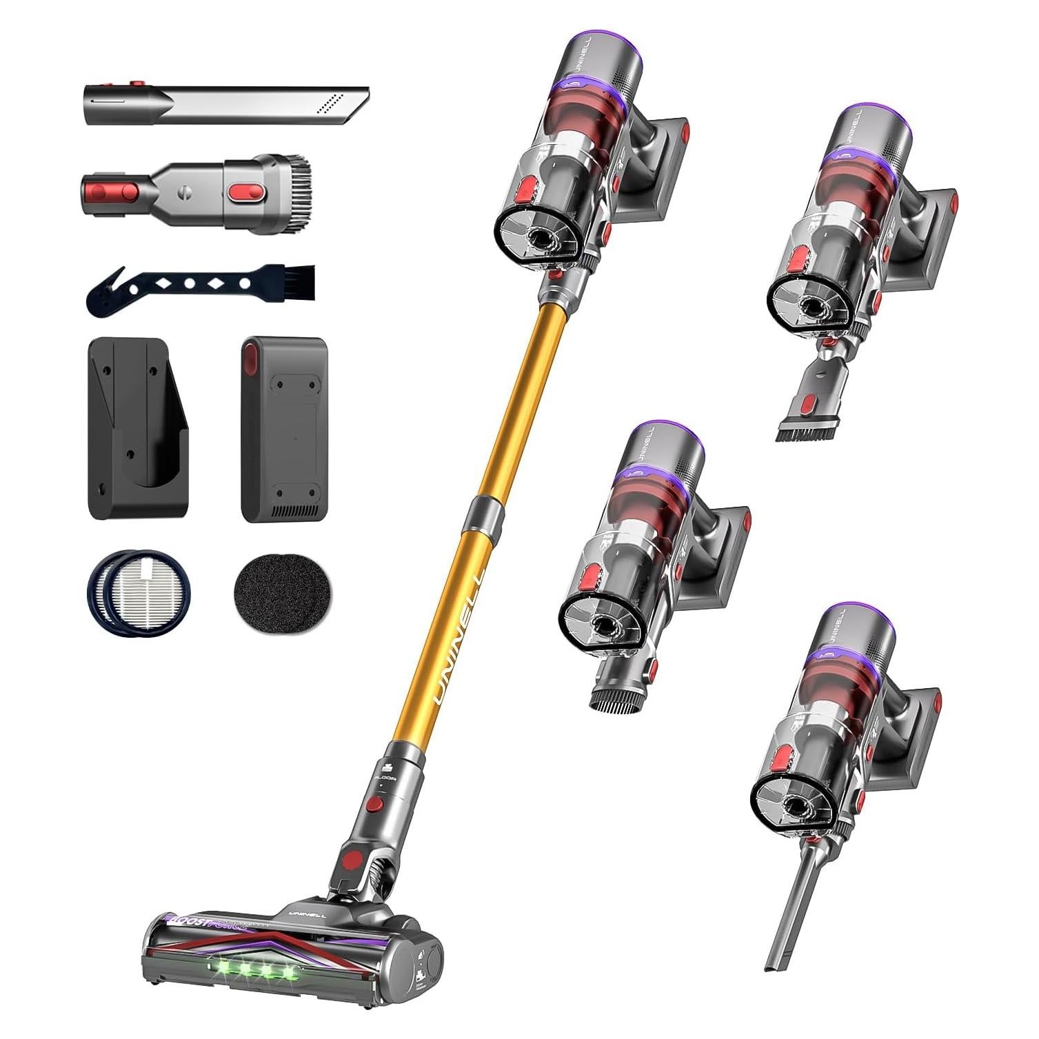 UNINELL HOME Cordless Vacuum Cleaner, 48000Pa 550W 65Mins Vacuum Cleaners for Home,LED Touch Display, Anti-Tangle Stick Vacuum Self-Standing, Vacuum Cordless Rechargeable for Pet Hair/Carpet
