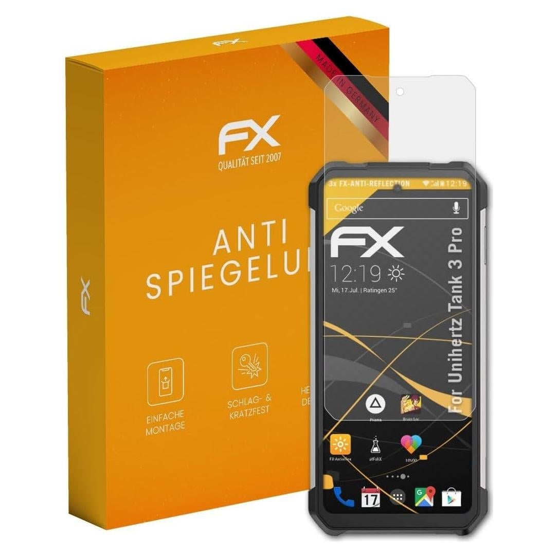 Screen Protector compatible with Unihertz Tank 3 Pro Screen Protection Film, anti-reflective and shock-absorbing FX Protector Film (3X)