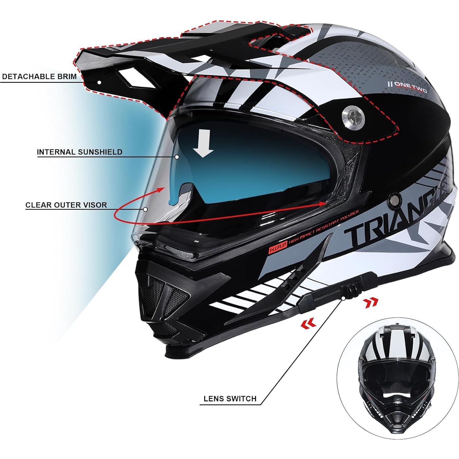 Casco Triangle AH609 Dual Sport para Motocicleta 2,17 kg