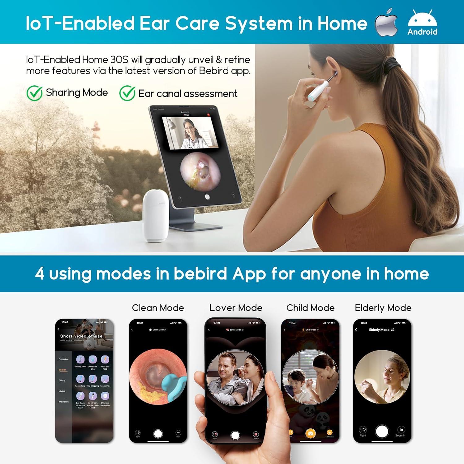 Limpiador de Oídos BEBIRD Home 30S con Cámara FHD y Luz UVC