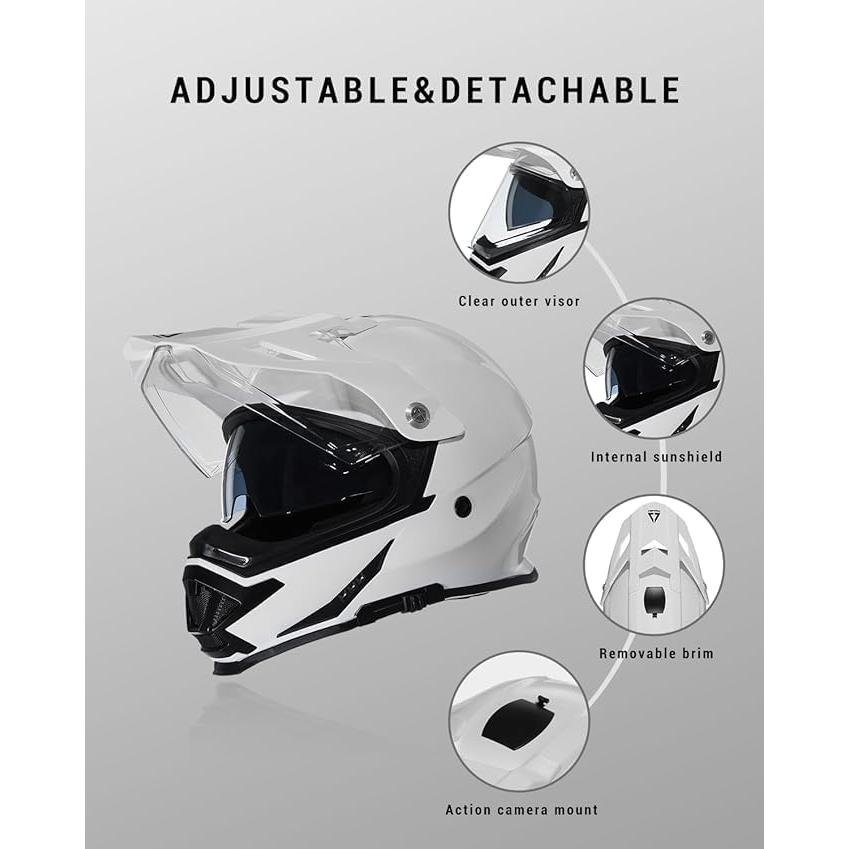 Casco Triangle AH609 Dual Sport para Motocicleta Mediano