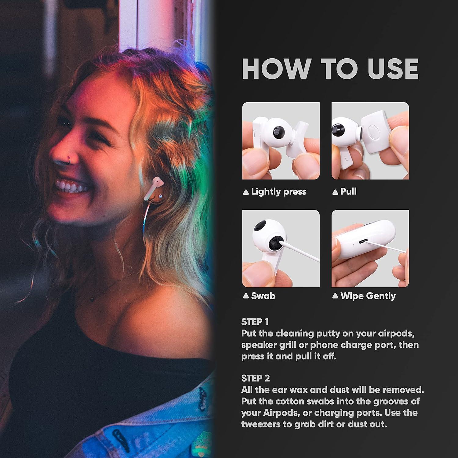 Kit de Limpieza de Auriculares KOTTO 48 Piezas Masilla y Hisopos