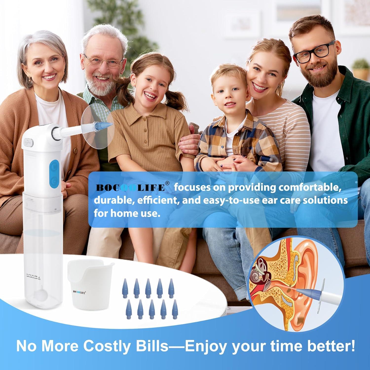 Limpiador de Oídos Eléctrico BOCOOLIFE con Pantalla LED y 4 Modos