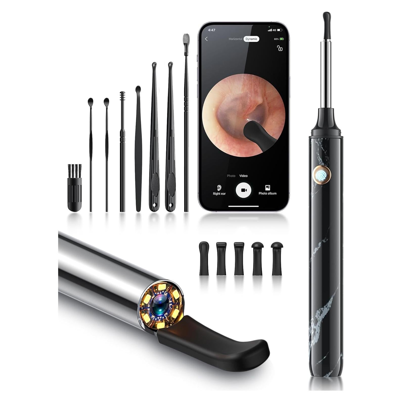 Limpiador de Oídos Crazysoul con Cámara 1080P y 7 Piezas