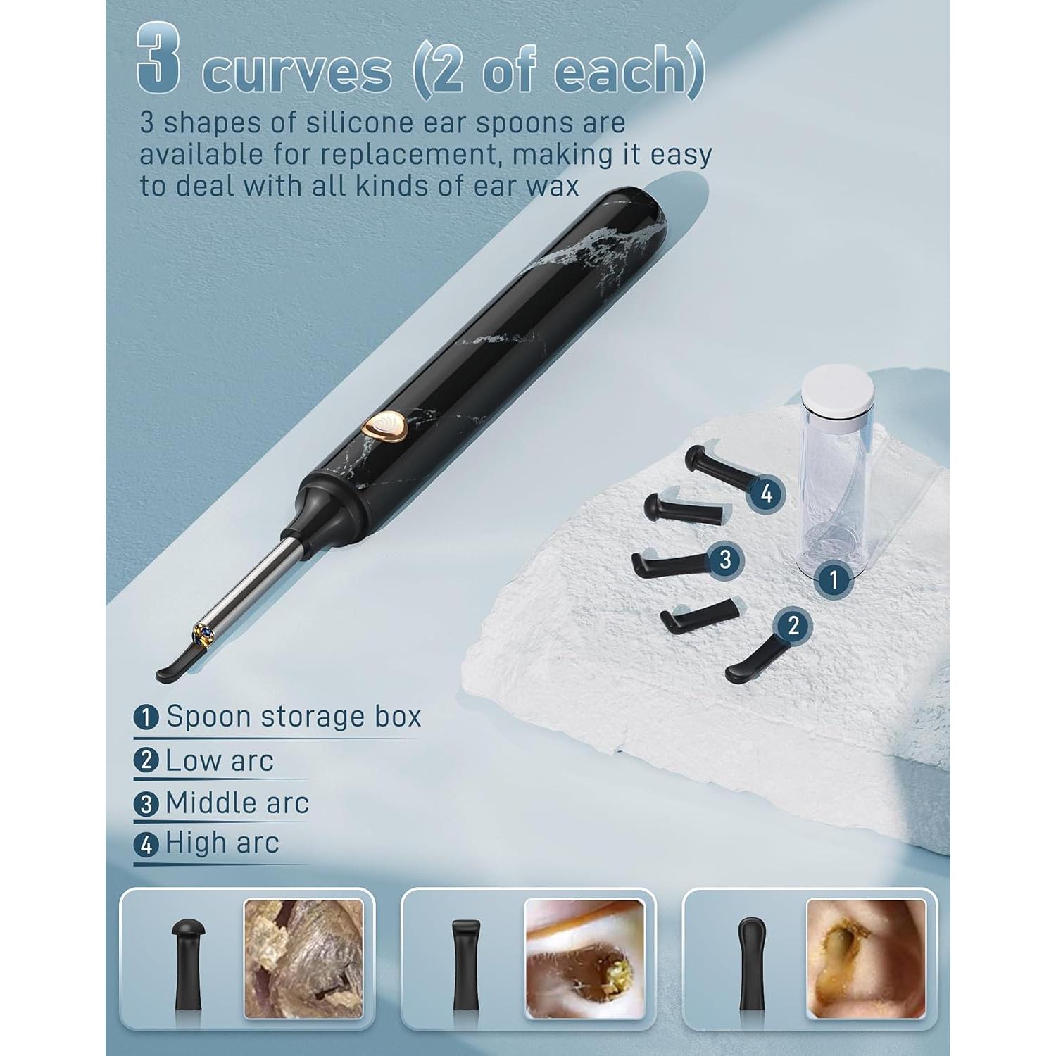 Limpiador de Oídos Crazysoul con Cámara 1080P y 7 Piezas