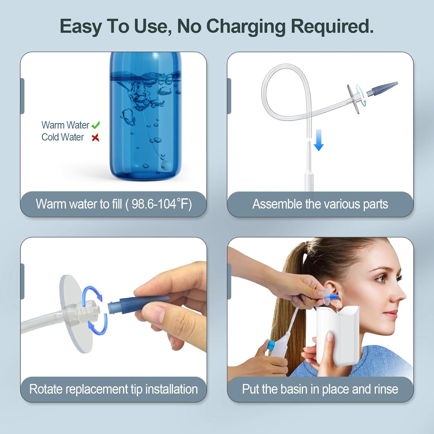 Kit de Limpieza de Oídos Kecowl con Irrigación y 10 Puntas