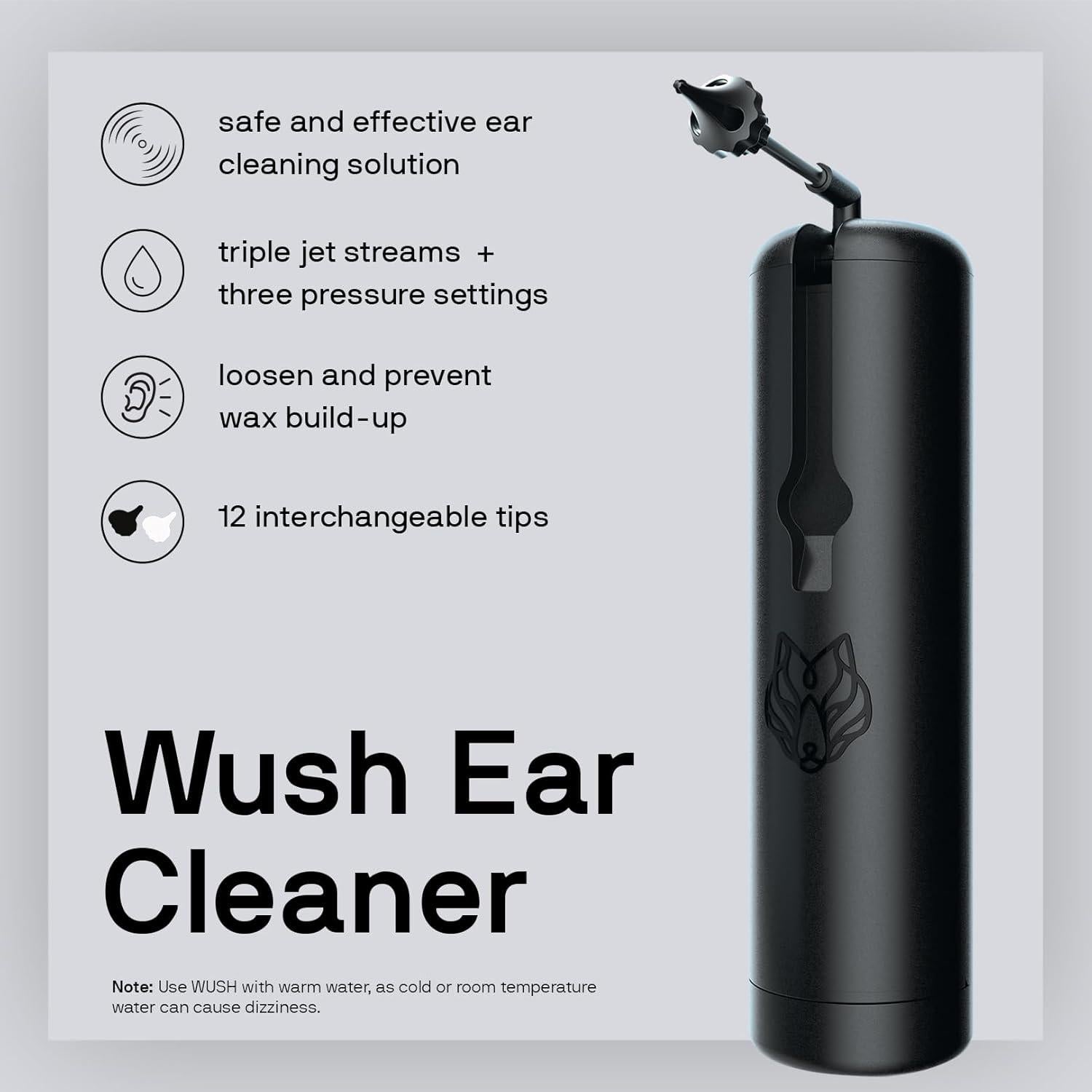 Limpiador de Oídos Wush Pro Black Wolf - Agua Eléctrico 3 Presiones