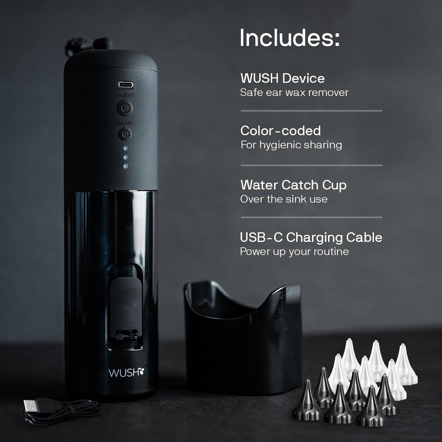 Limpiador de Oídos Wush Pro Black Wolf - Agua Eléctrico 3 Presiones