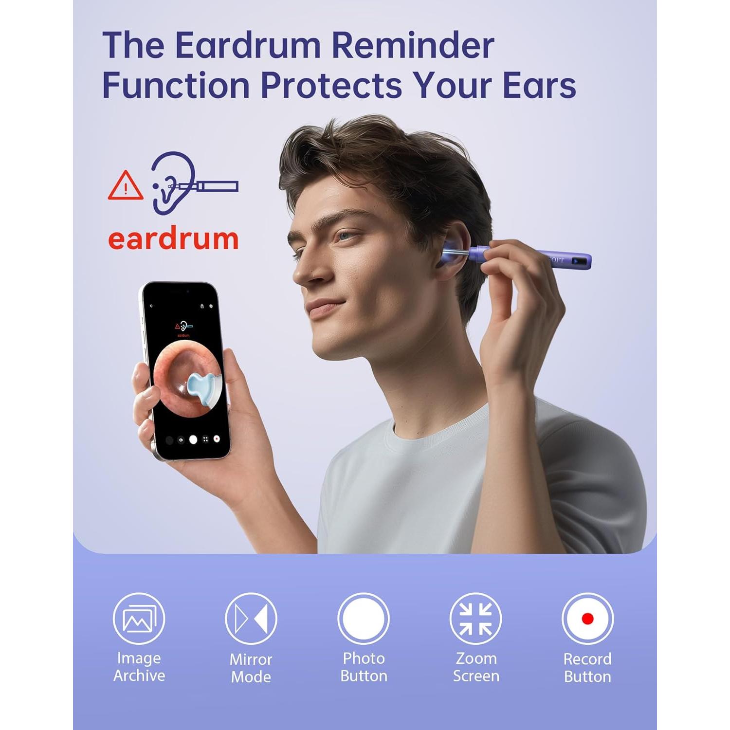 Limpiador de Oídos FINSOFT con Cámara HD 1296P y 10 Puntas