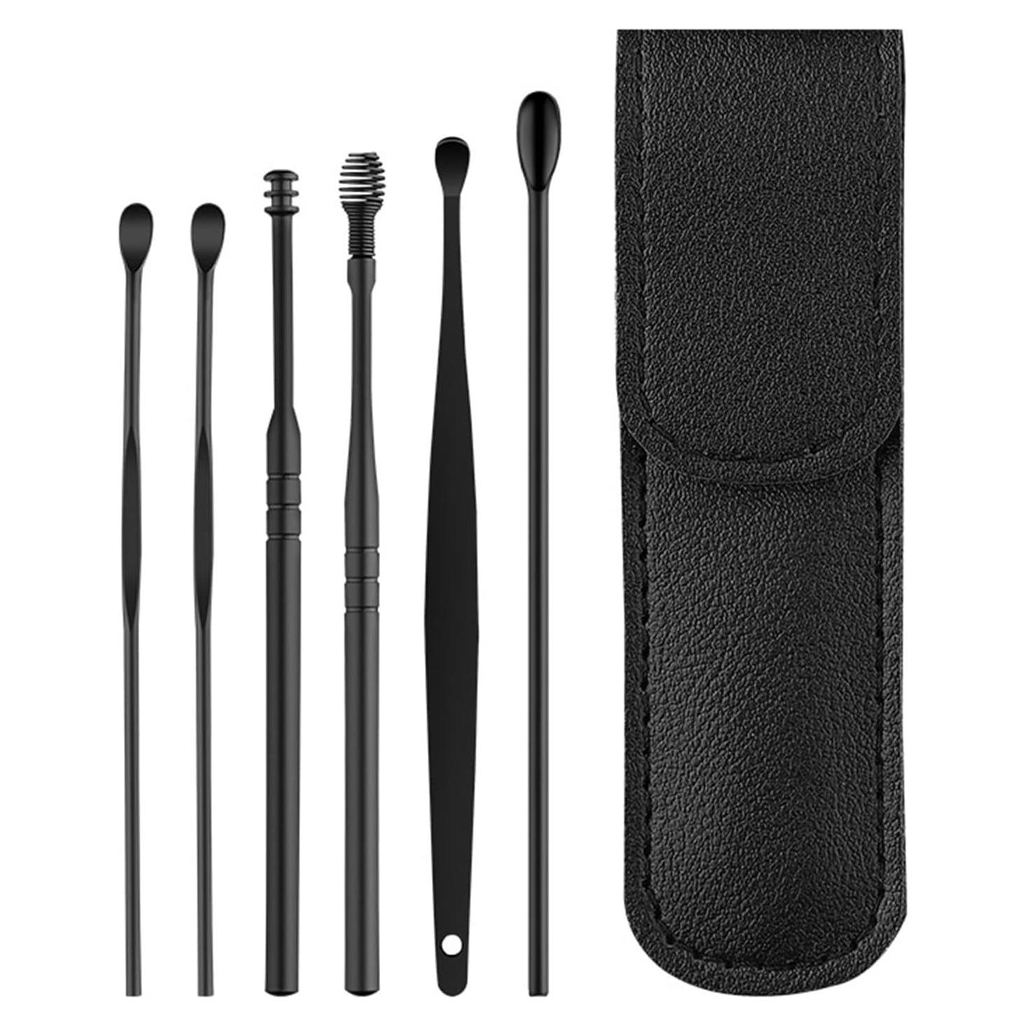 Limpiador de Oídos Mashaop - Kit Profesional con Estuche PU Negro