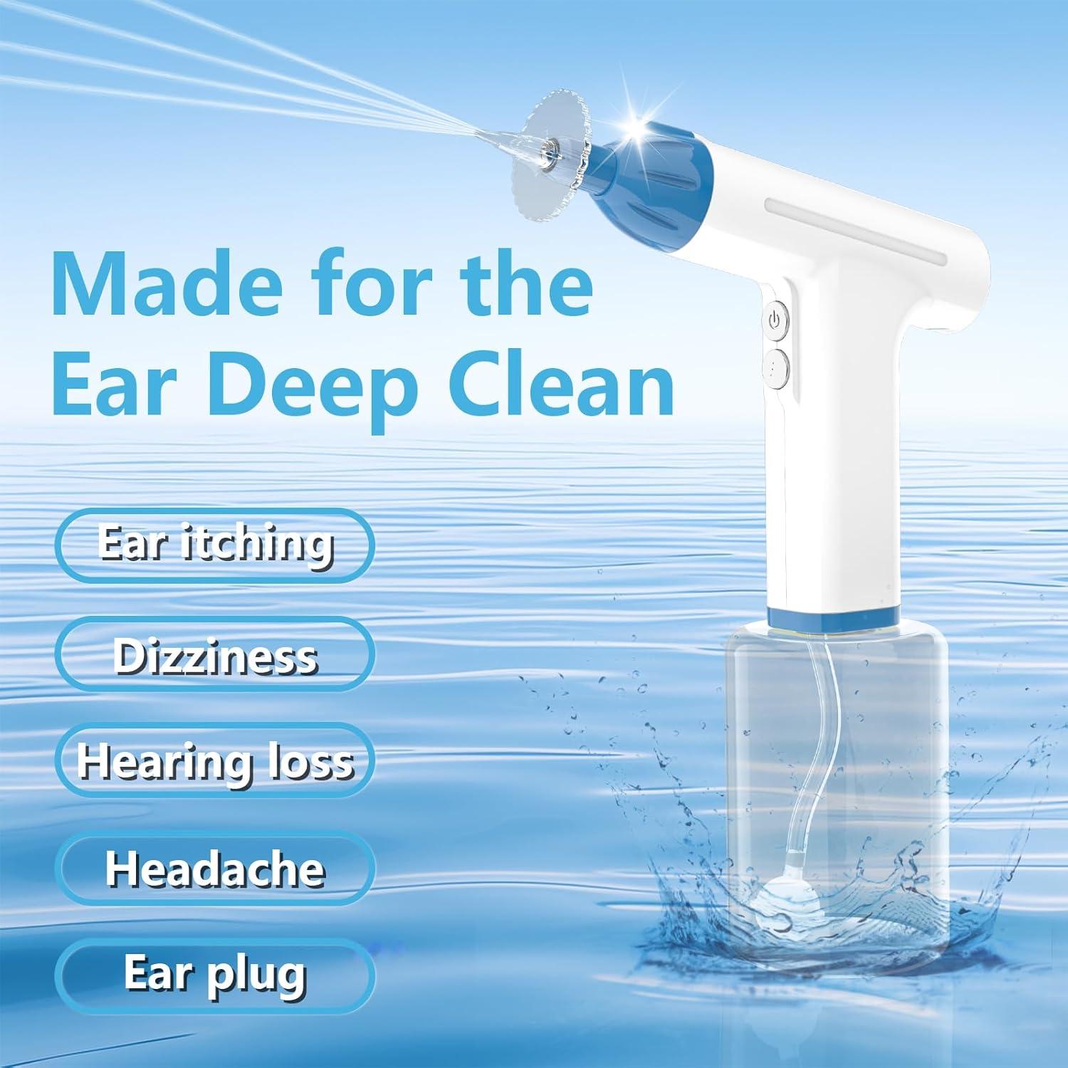 Ear Wax Removal Kit, Electric Ear Cleaner with Ear Irrigation System, Safe and Effective Ear Wax Removal Tool with LED Light & 3 Water Pressure Modes, Ear Flush Kit for Adults