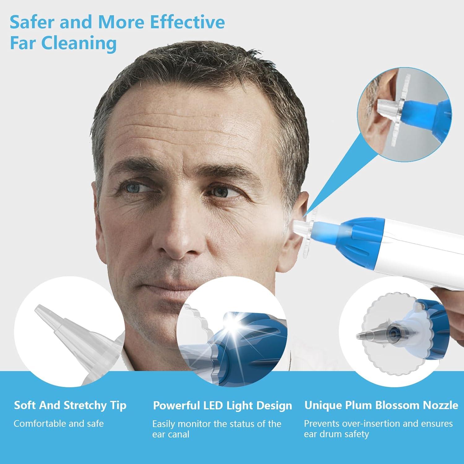 Ear Wax Removal Kit, Electric Ear Cleaner with Ear Irrigation System, Safe and Effective Ear Wax Removal Tool with LED Light & 3 Water Pressure Modes, Ear Flush Kit for Adults