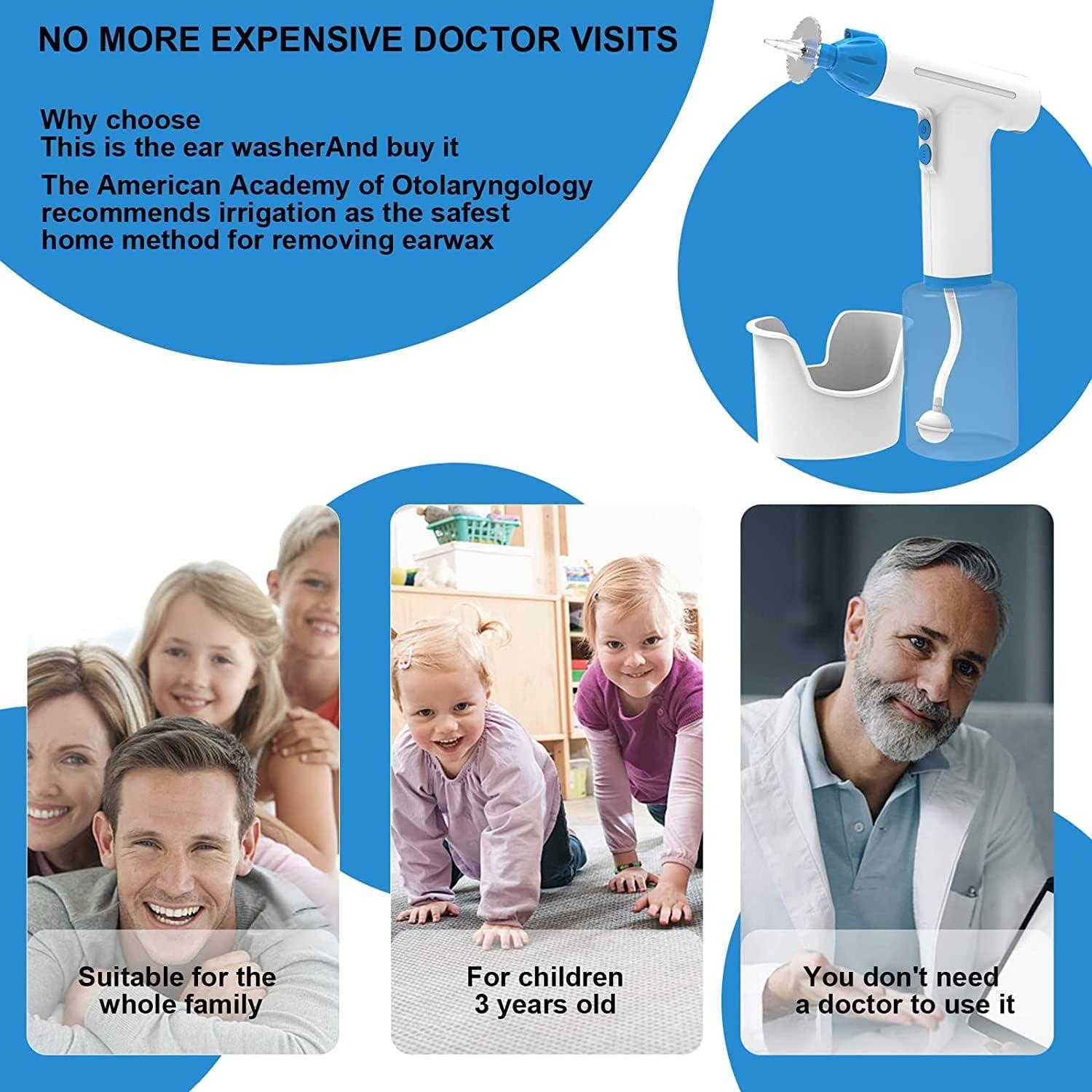 Ear Wax Removal Kit, Electric Ear Cleaner with Ear Irrigation System, Safe and Effective Ear Wax Removal Tool with LED Light & 3 Water Pressure Modes, Ear Flush Kit for Adults