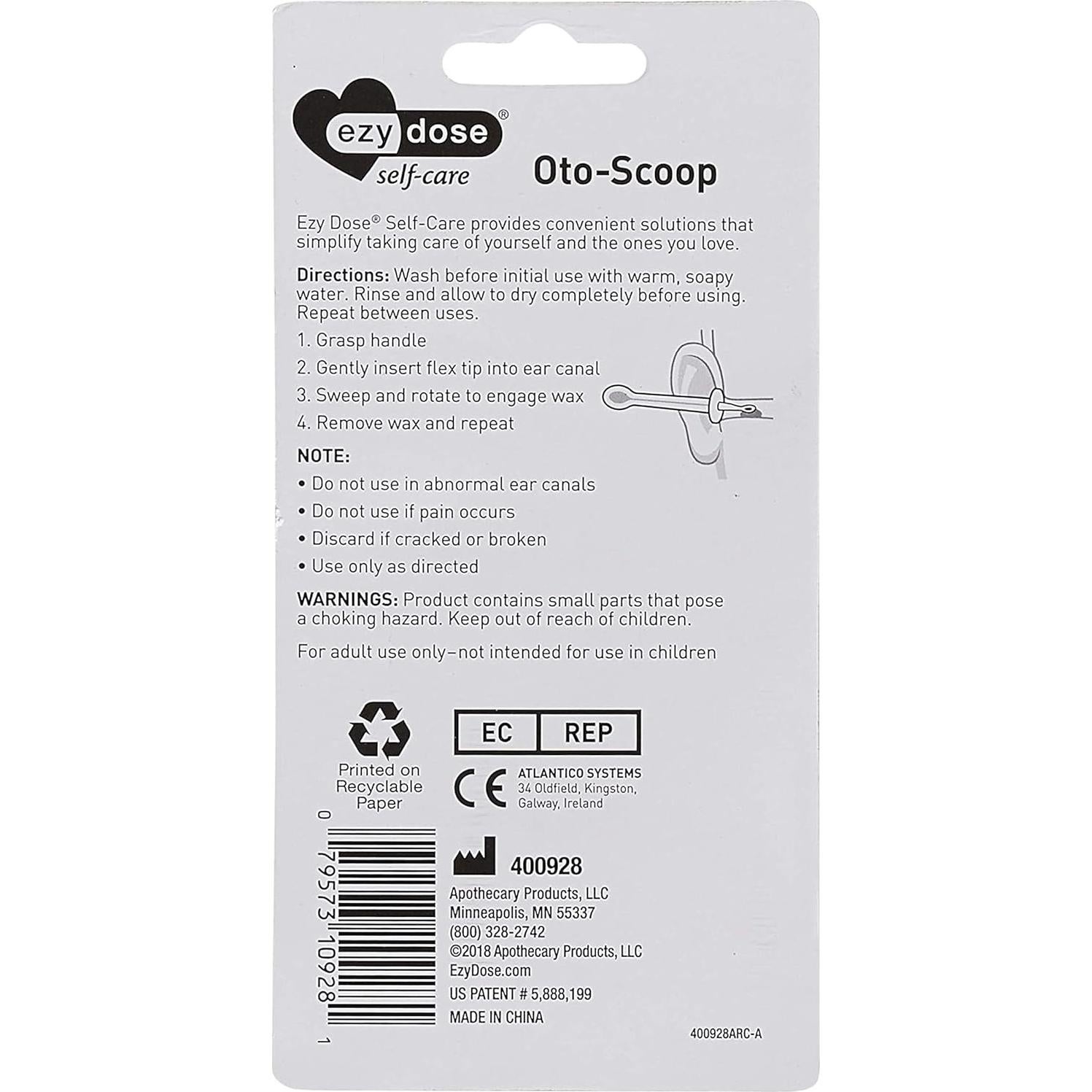 EZY DOSE Oto-Scoop Limpiador de Cerumen Reutilizable Blanco