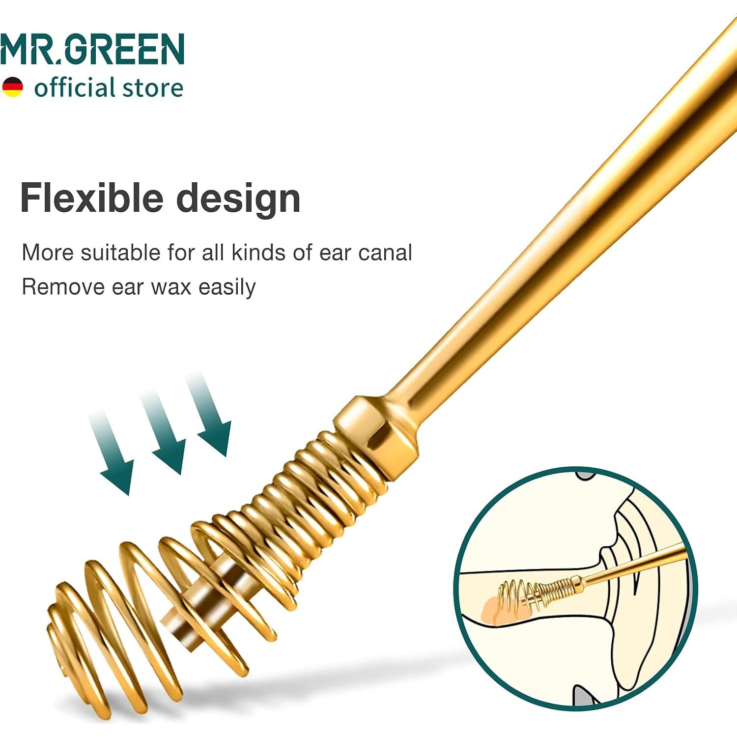Limpiador de Oídos Espiral MR.GREEN Acero Inoxidable Dorado