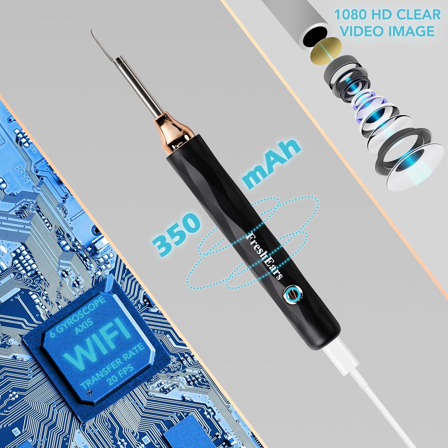 Limpiador de Oídos Inalámbrico FreshEars con Cámara HD 1080P