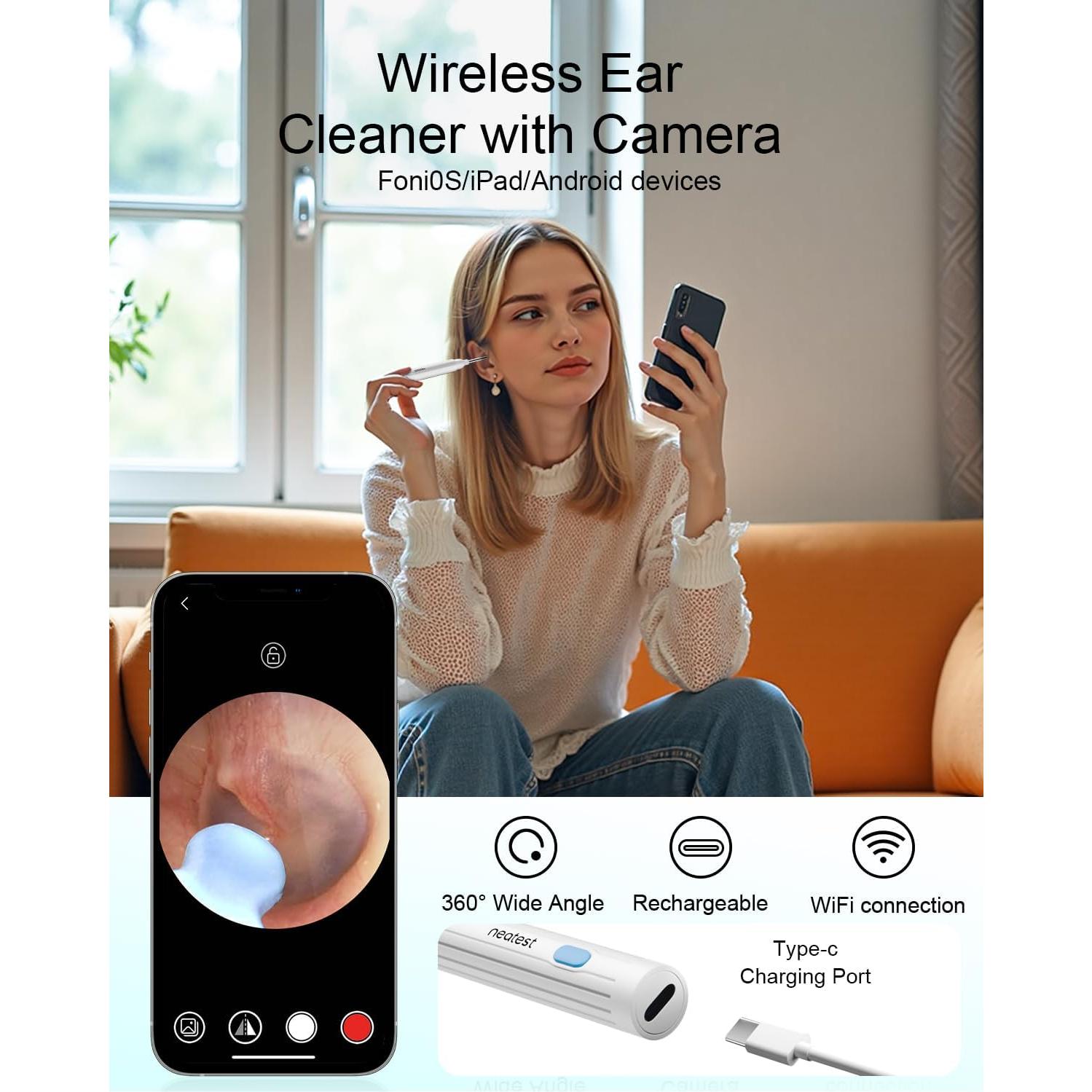 Limpiador de Oídos Inteligente NEATEST con Cámara 1296P