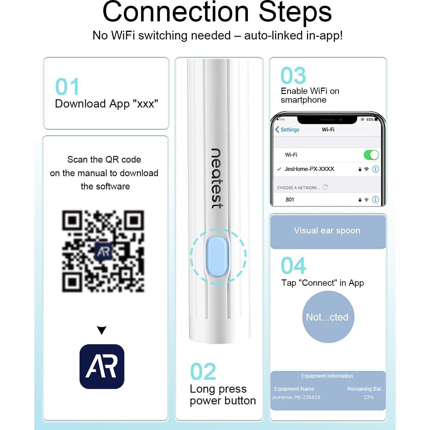 Limpiador de Oídos Inteligente NEATEST con Cámara 1296P