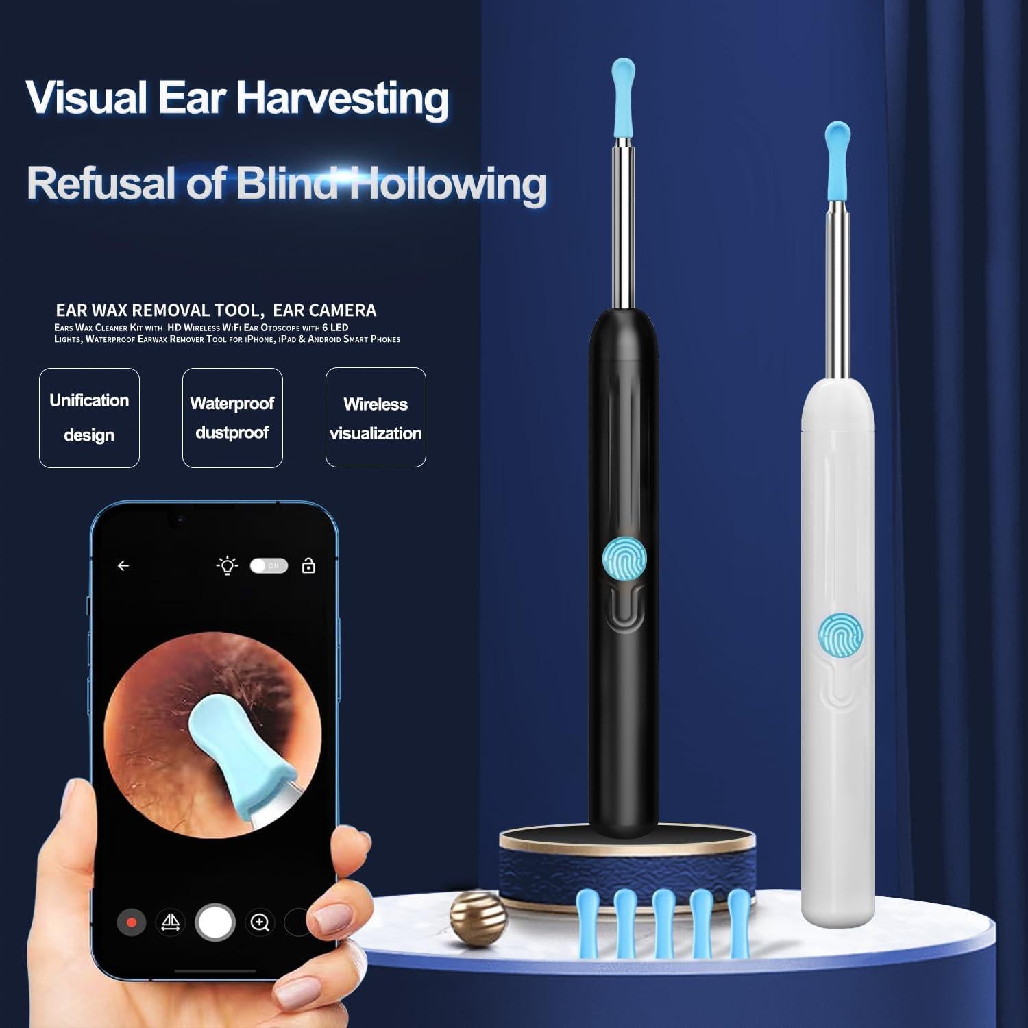 Limpiador de Oídos JIDING C66 - Otoscopio Inalámbrico HD 1080P