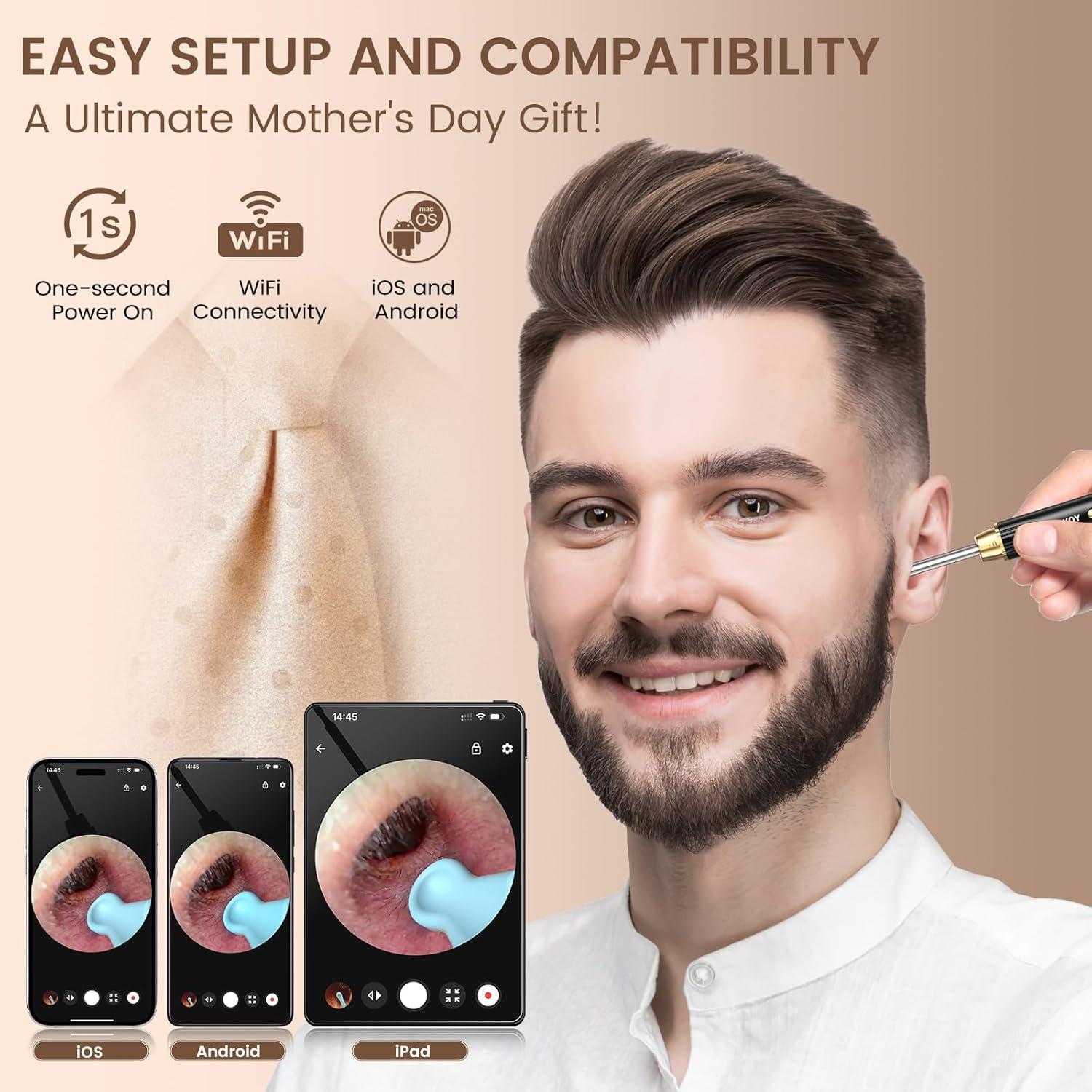 Limpiador de Oídos Kekoy P8 con Cámara HD 1296P y 8 Accesorios